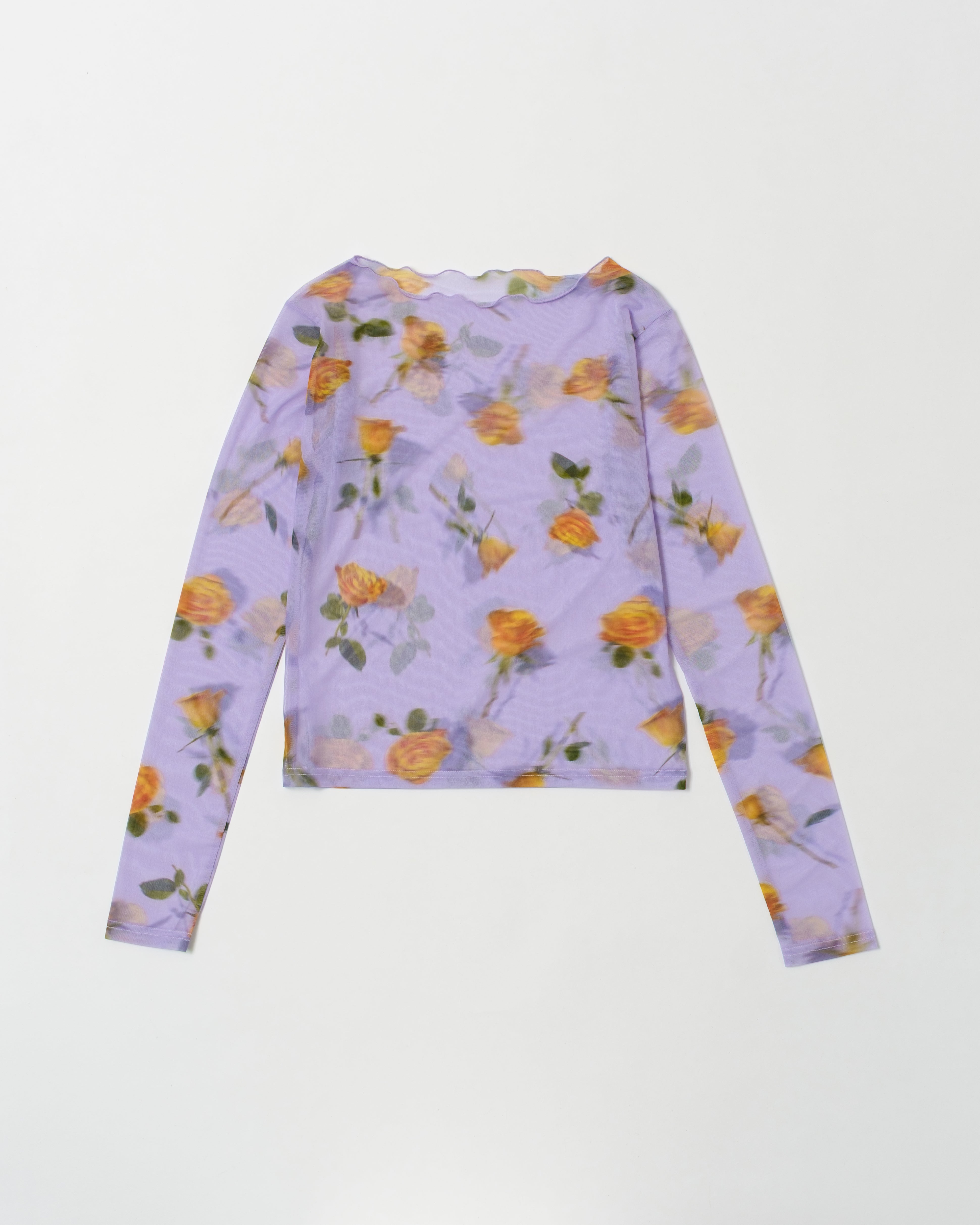 Orange rose & lavender see-through tops (round neck)