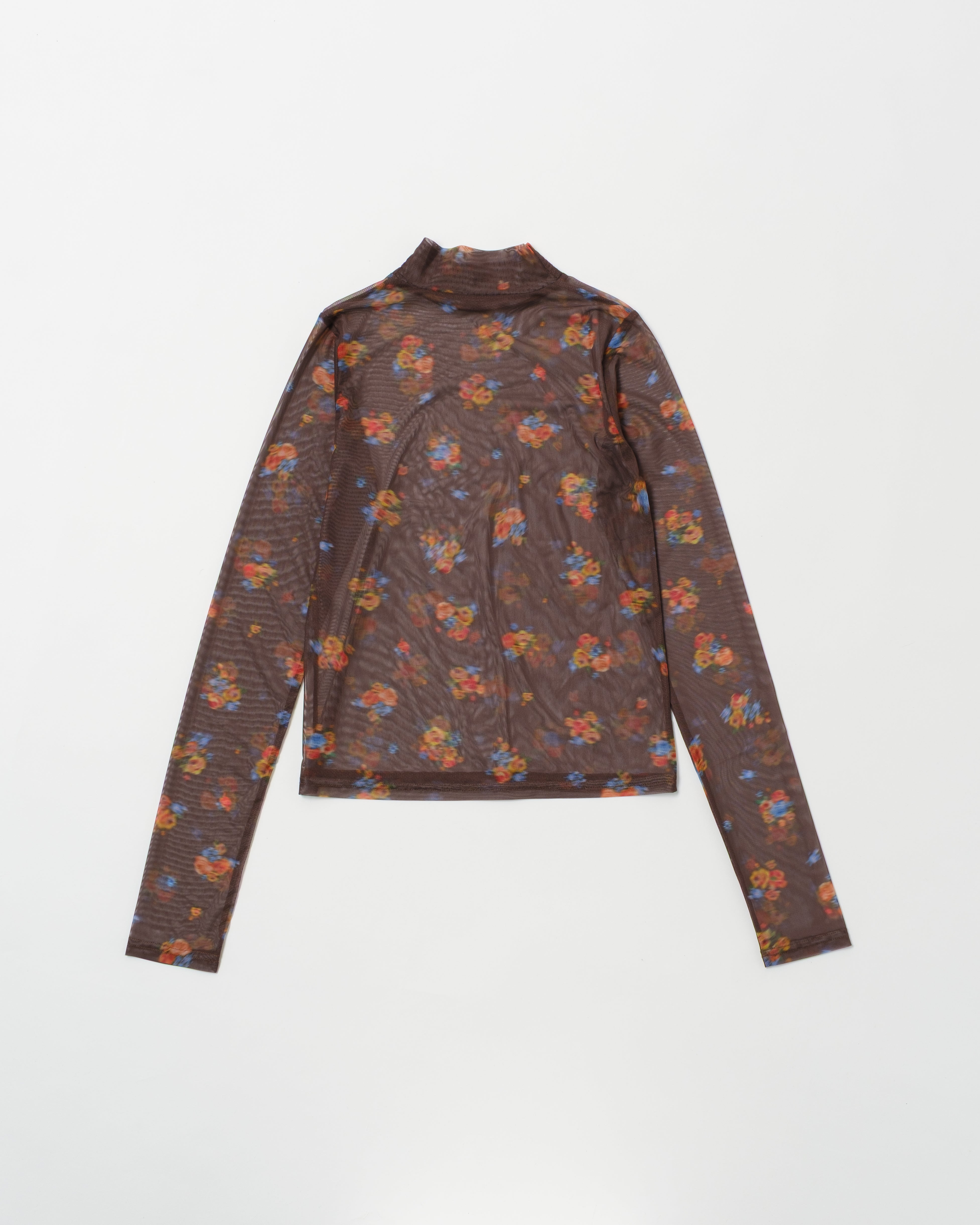 Brown bouquet see-through tops (high neck)