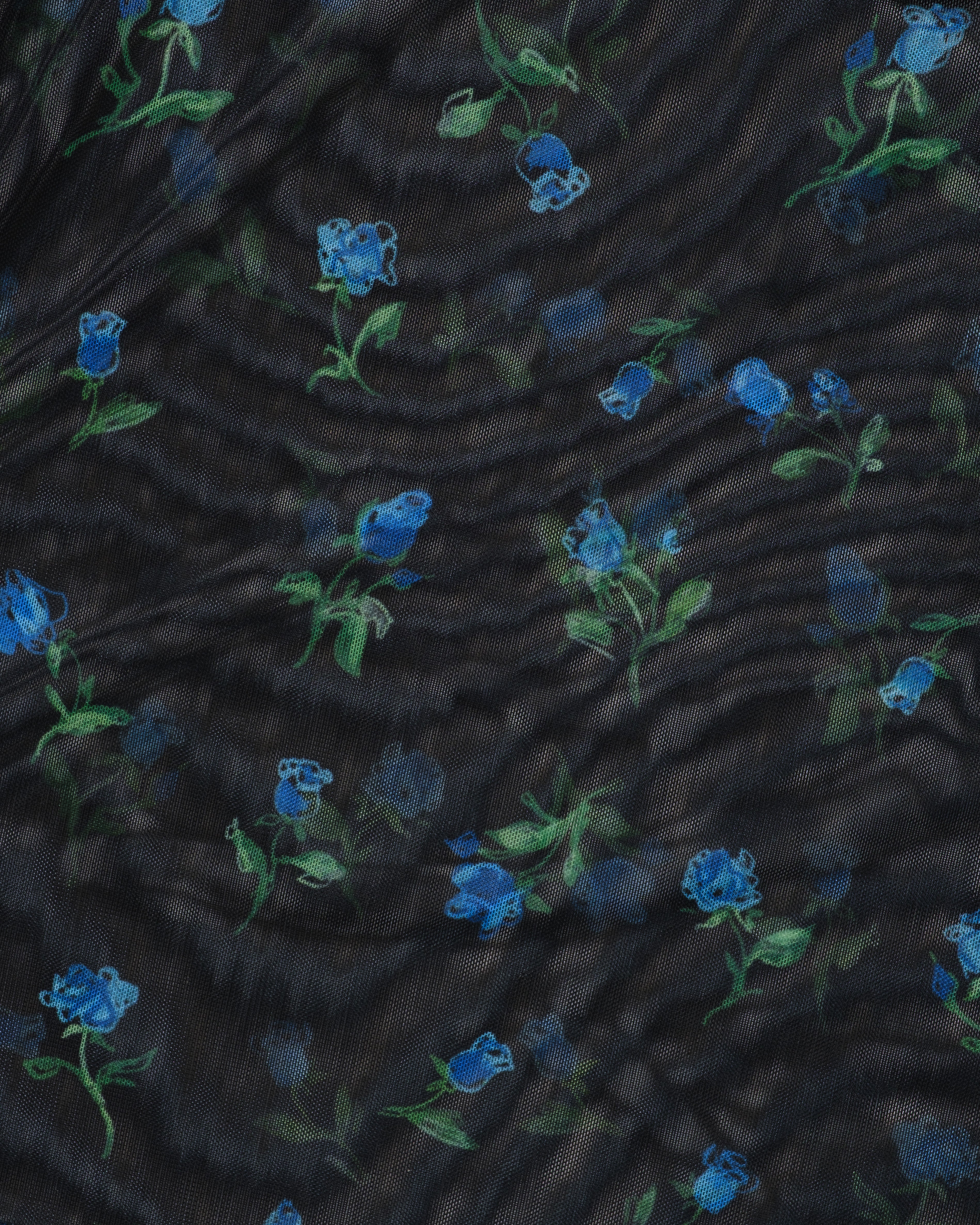 Crayon blue rose see-through tops (high neck)