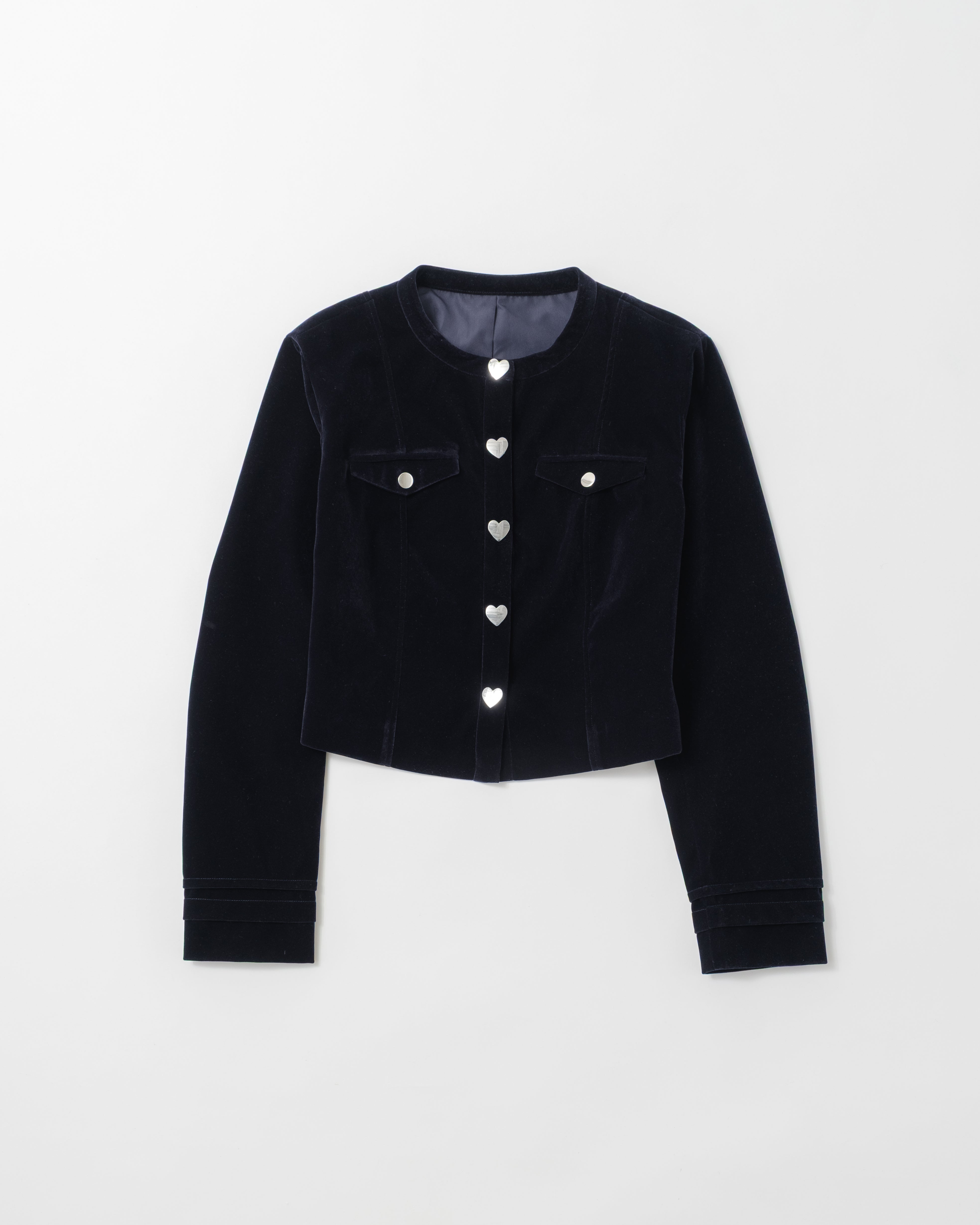 Heart button velvet jacket