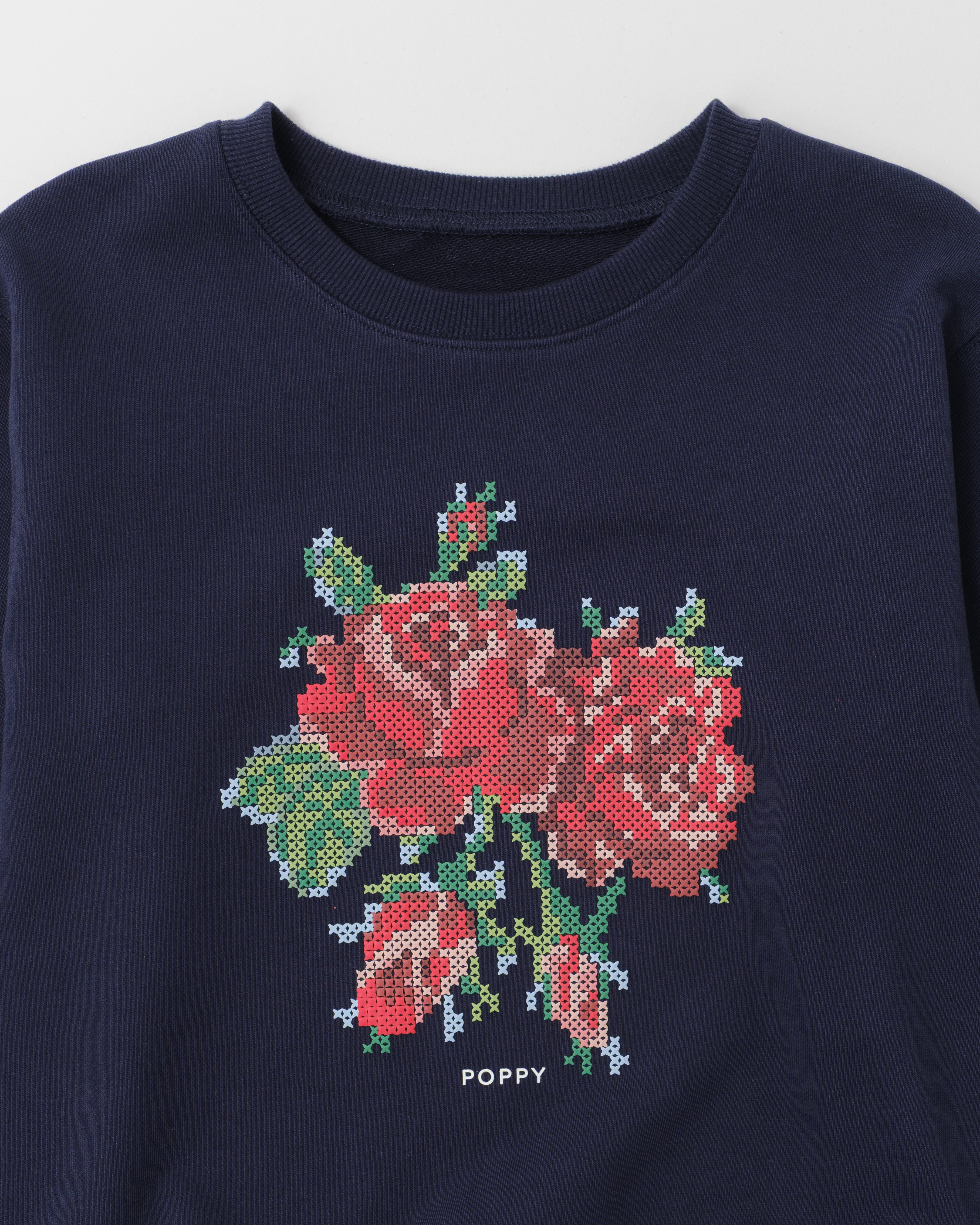 Flower cross-stitch print sweatshirt