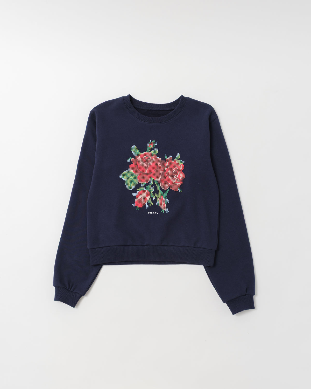 Flower cross-stitch print sweatshirt