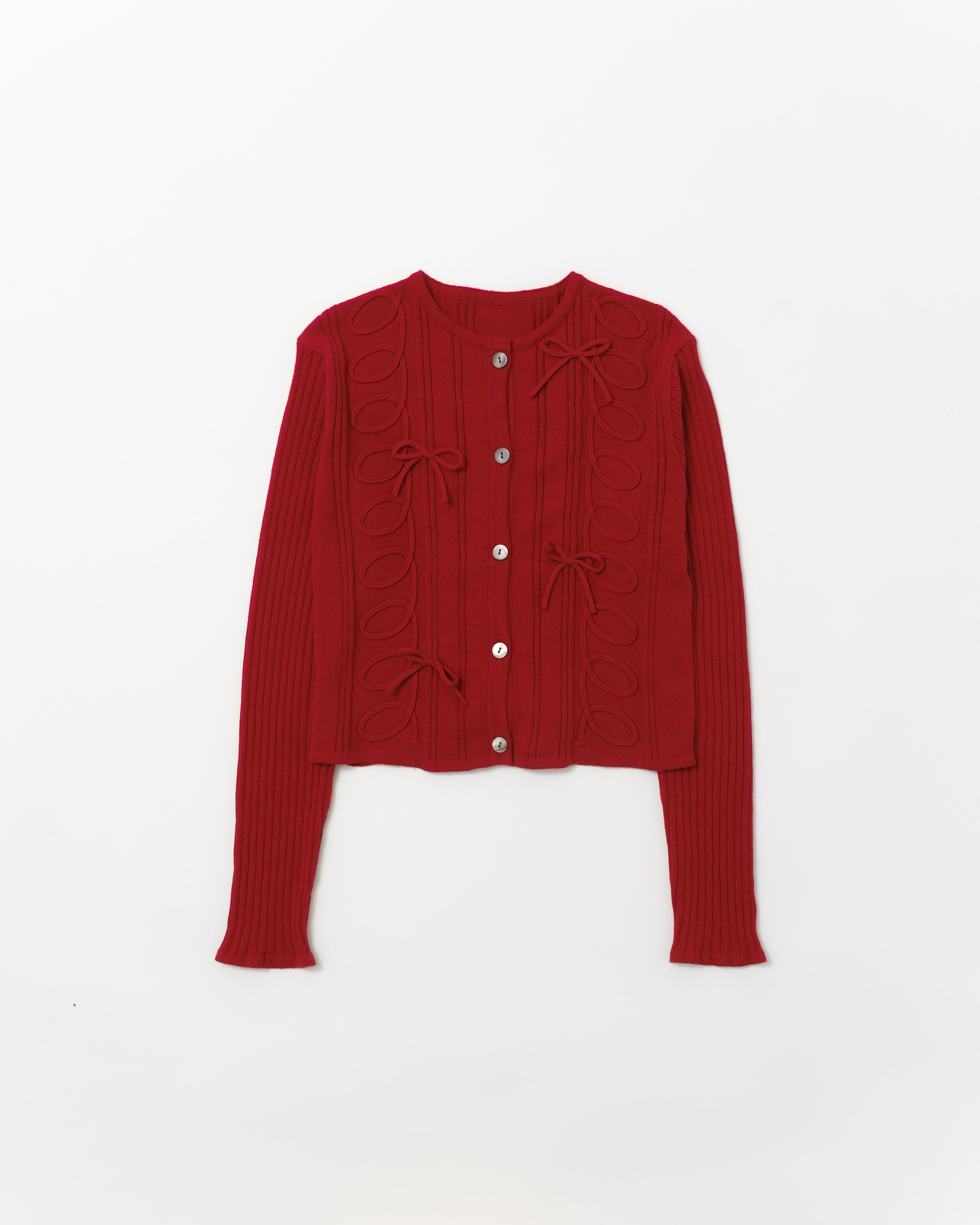 Kurukuru ribbon rib knit cardigan (gray)