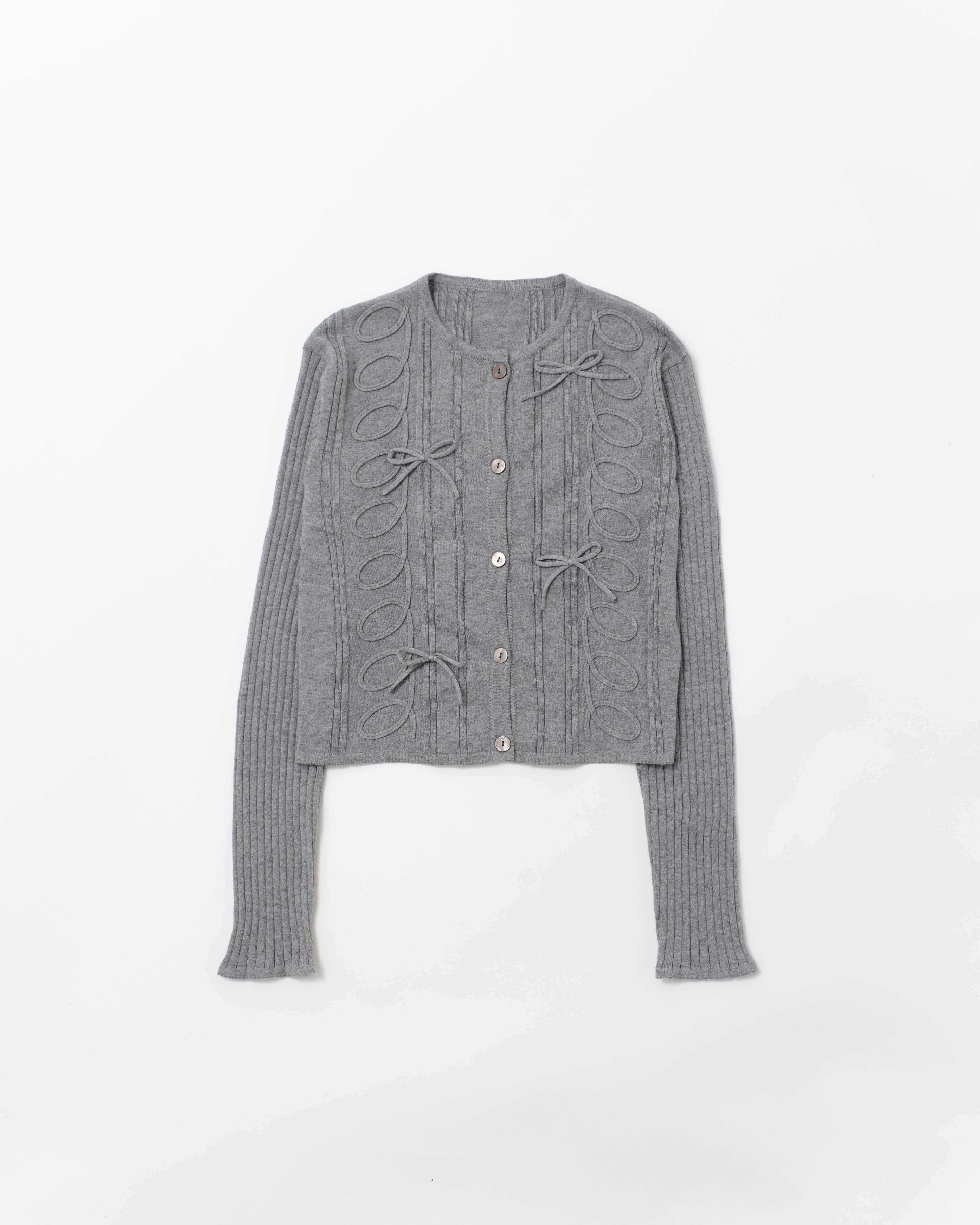 Kurukuru ribbon rib knit cardigan