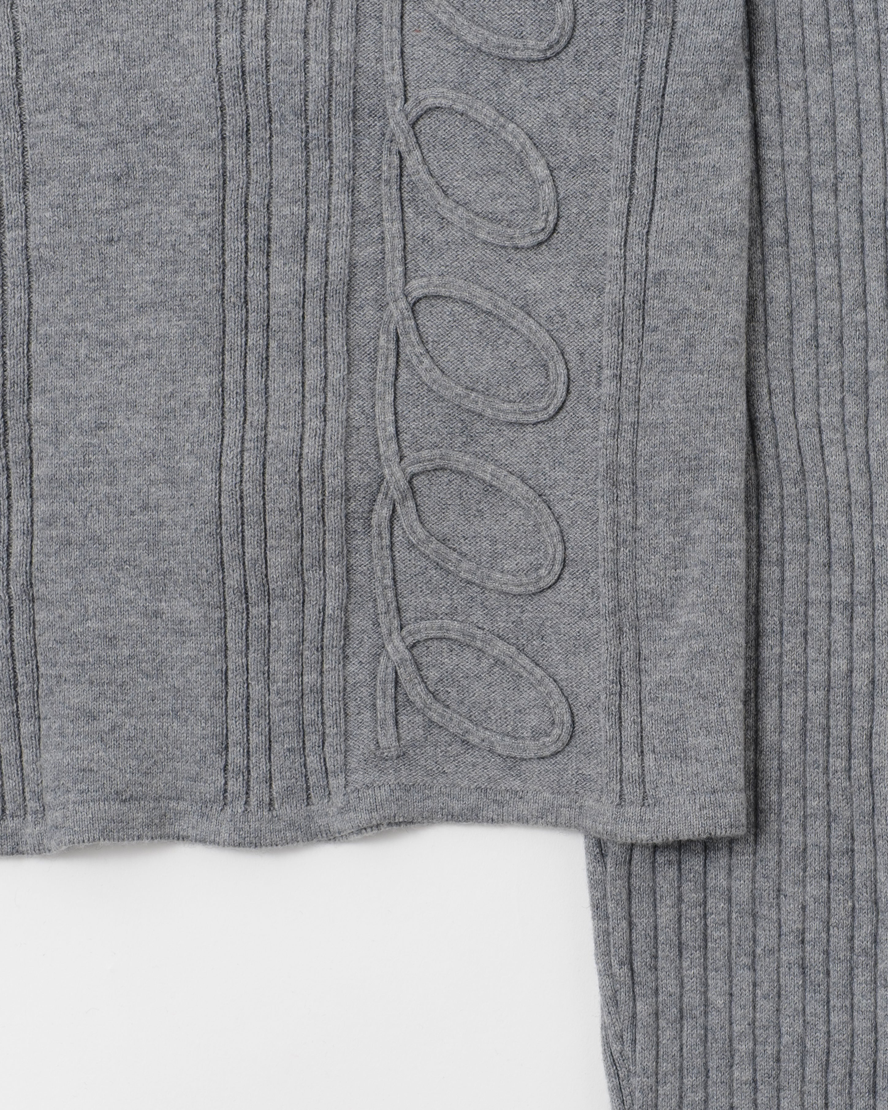 Kurukuru ribbon rib knit cardigan (gray)