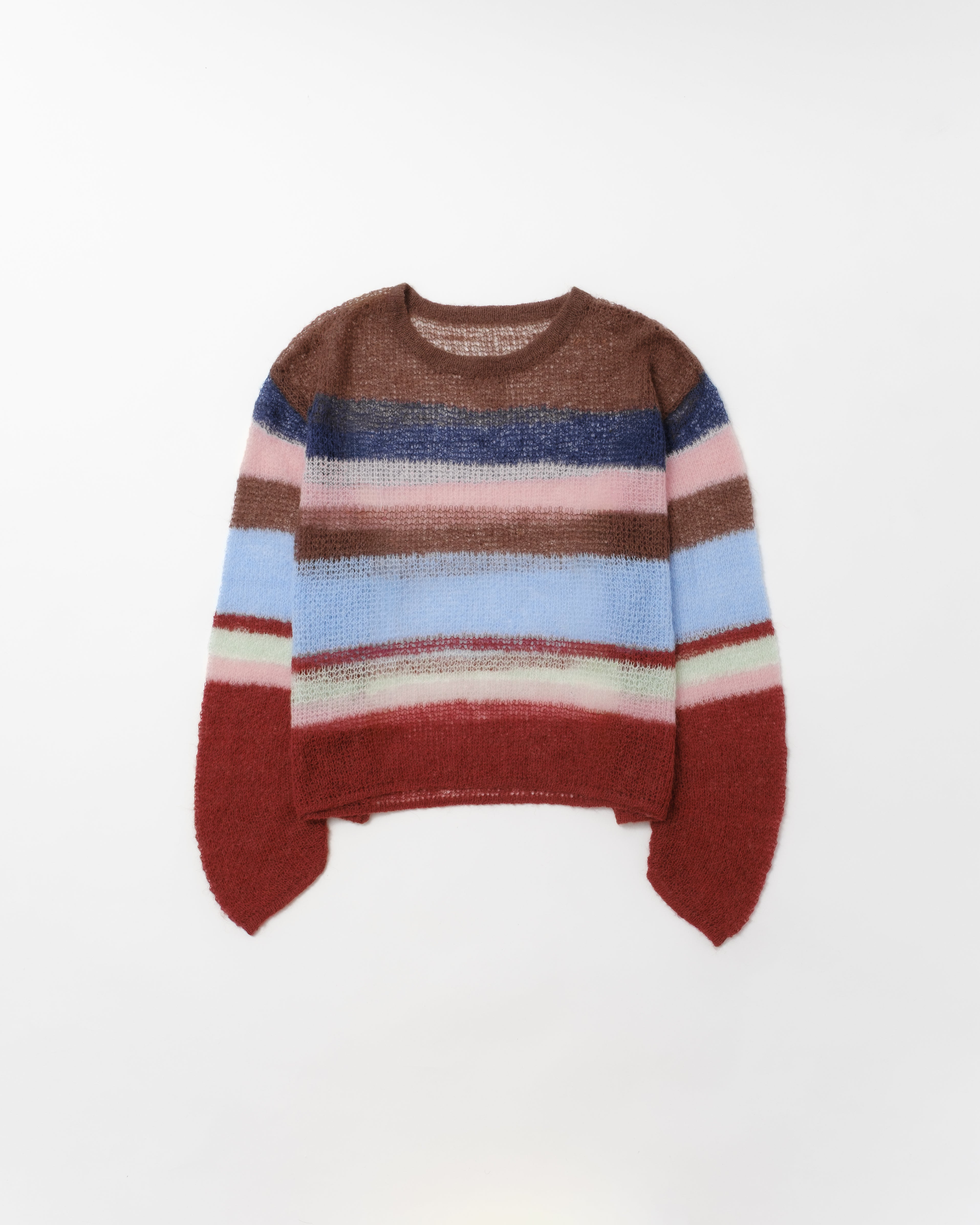 Border low-gauge knit sweater