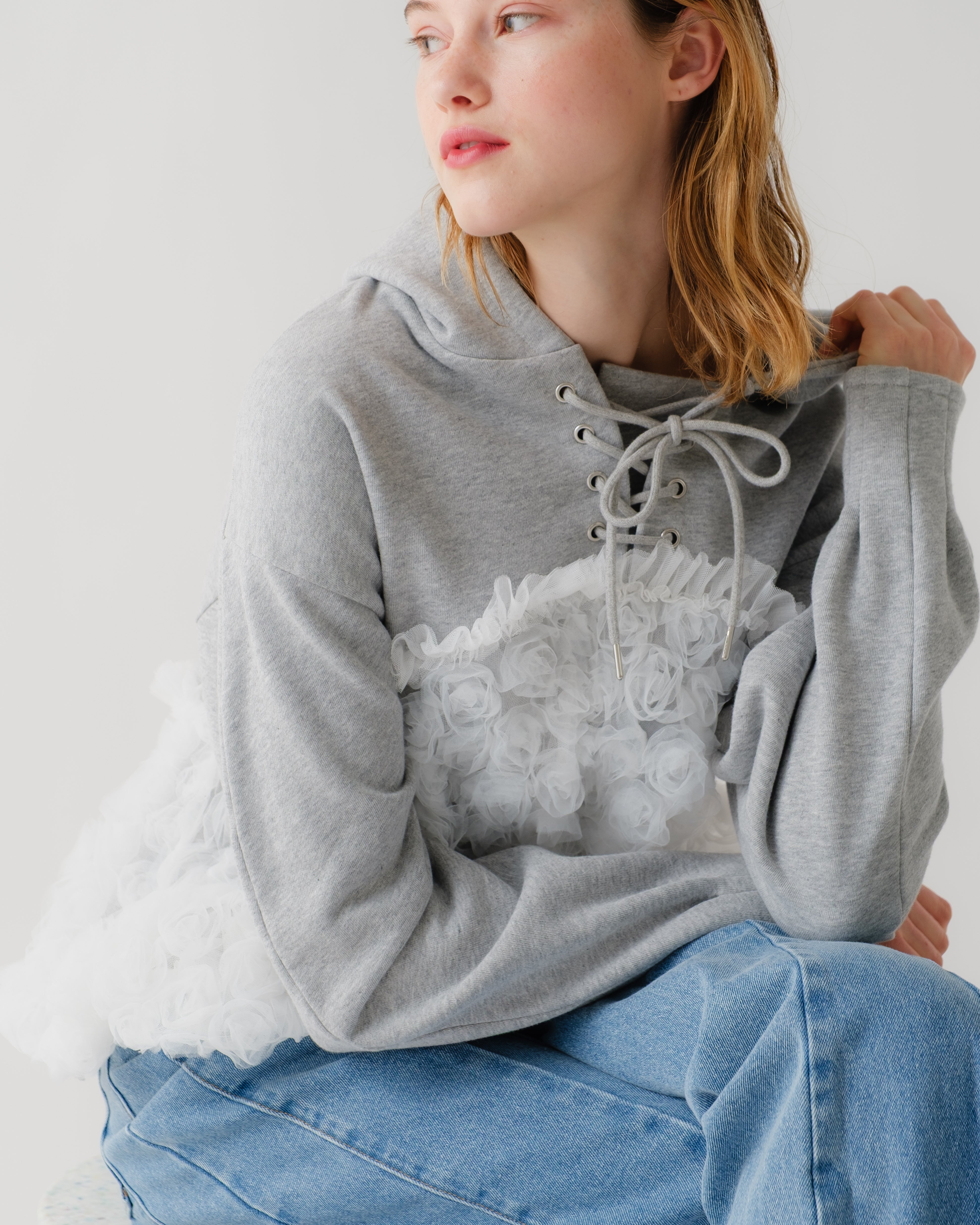 tulle docking hoodie(gray)