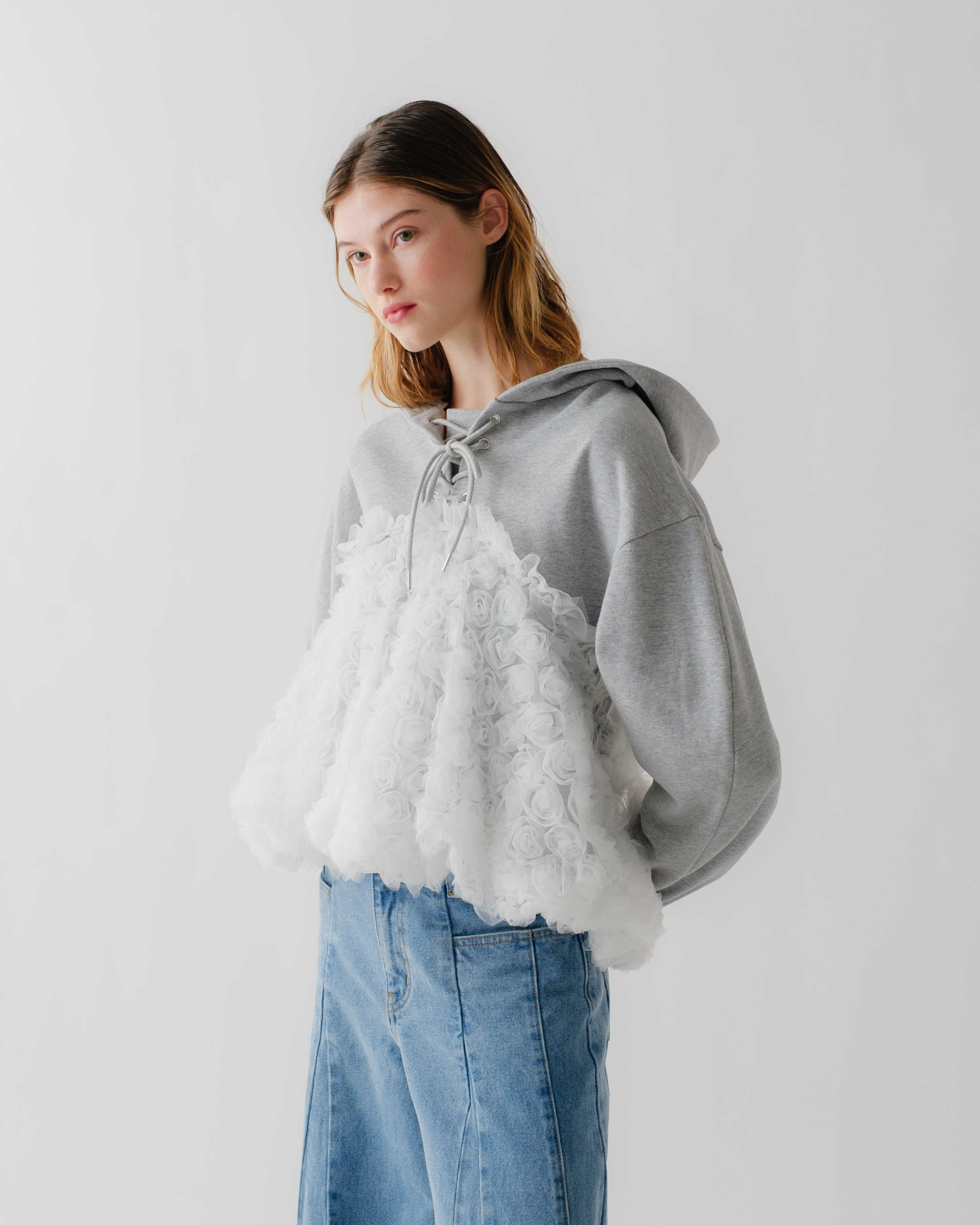 tulle docking hoodie(gray)