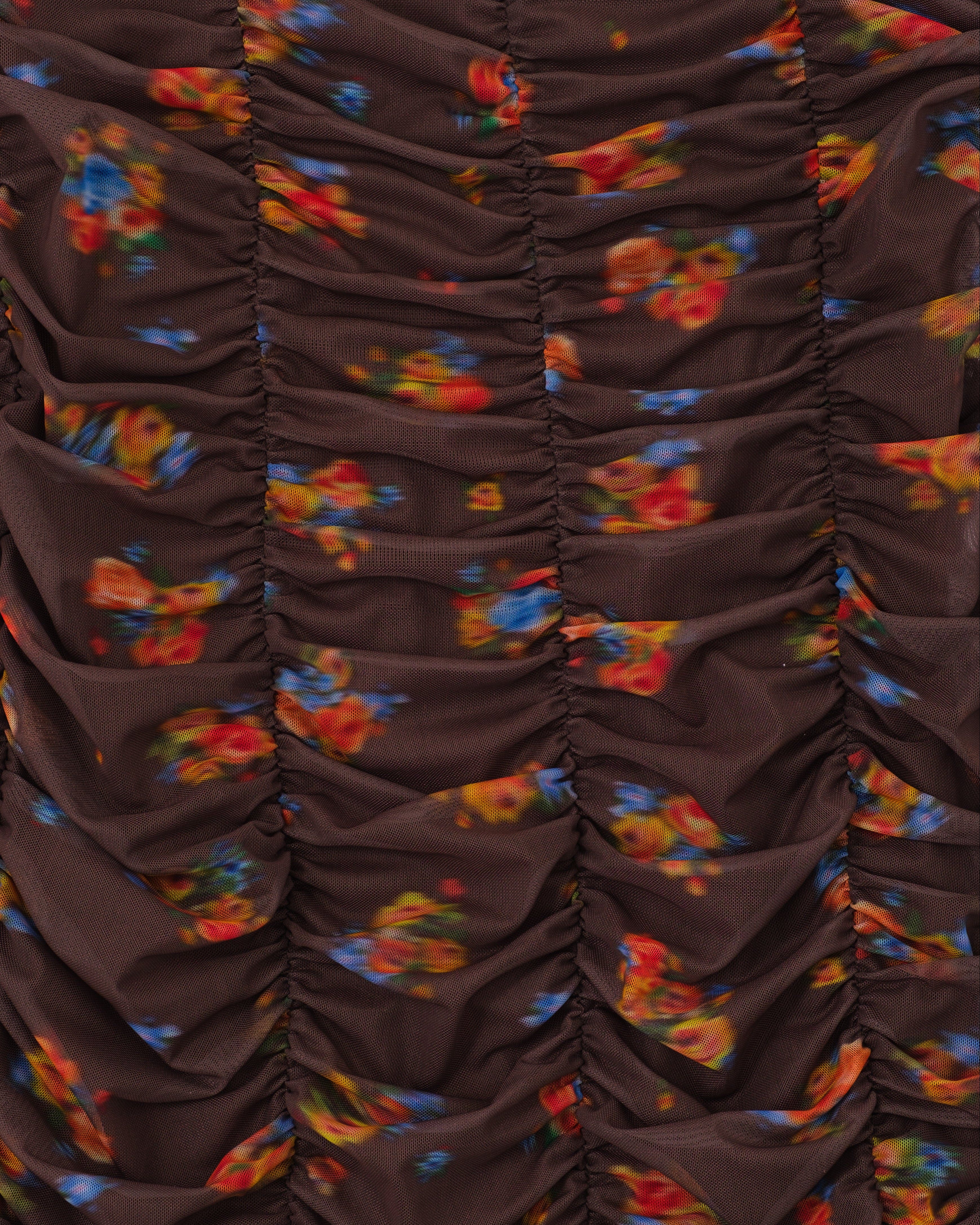 Brown bouquet gathered dress