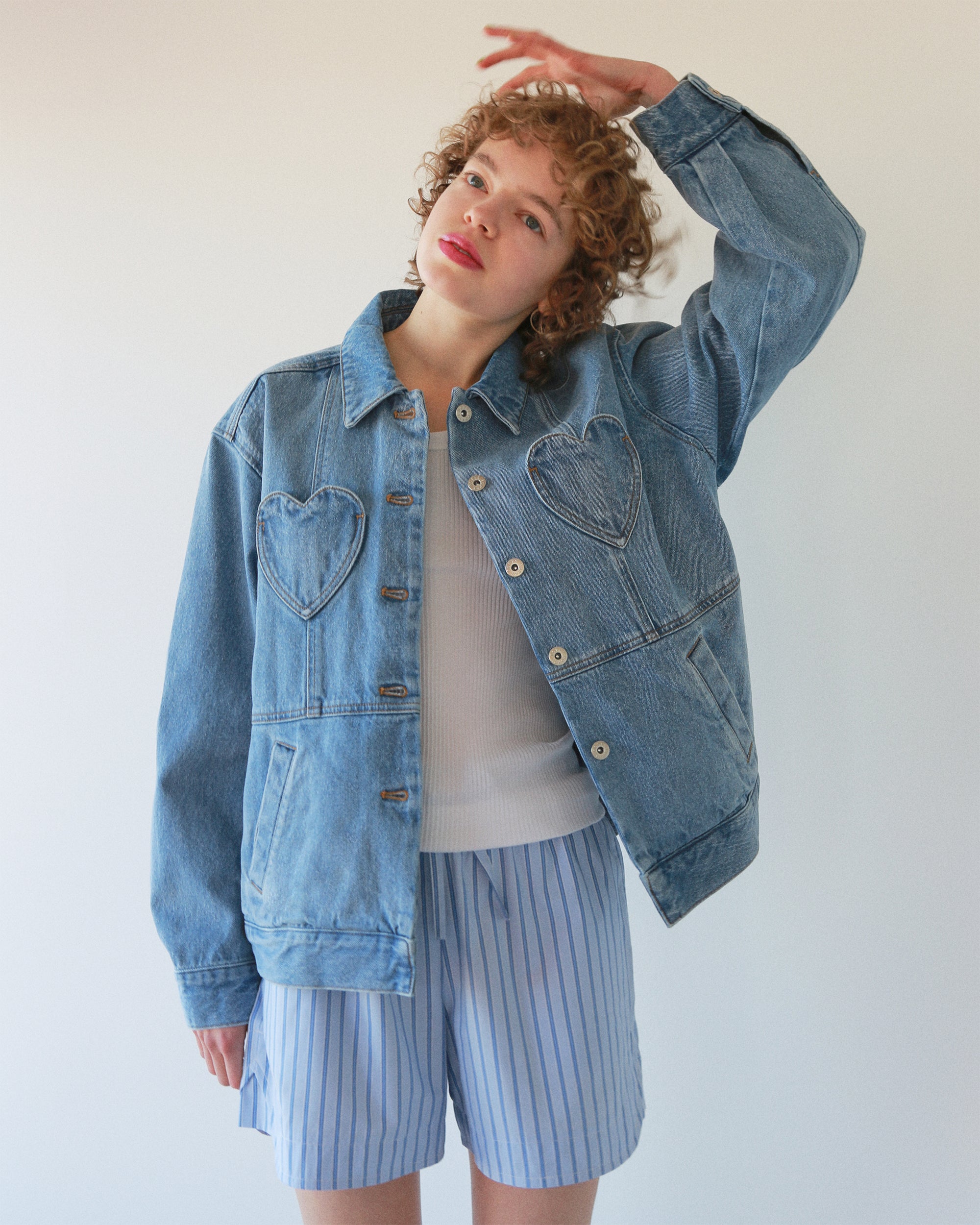 Heart pocket denim jacket