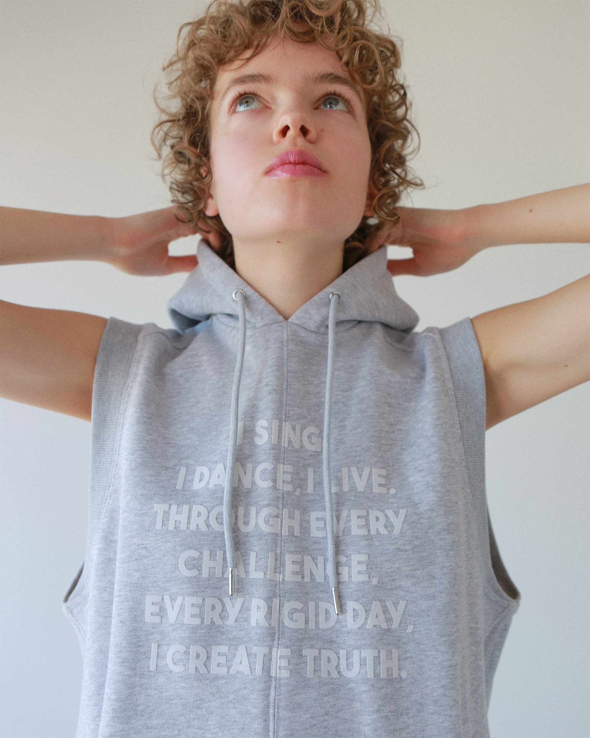 Flocky asymmetric hoodie vest