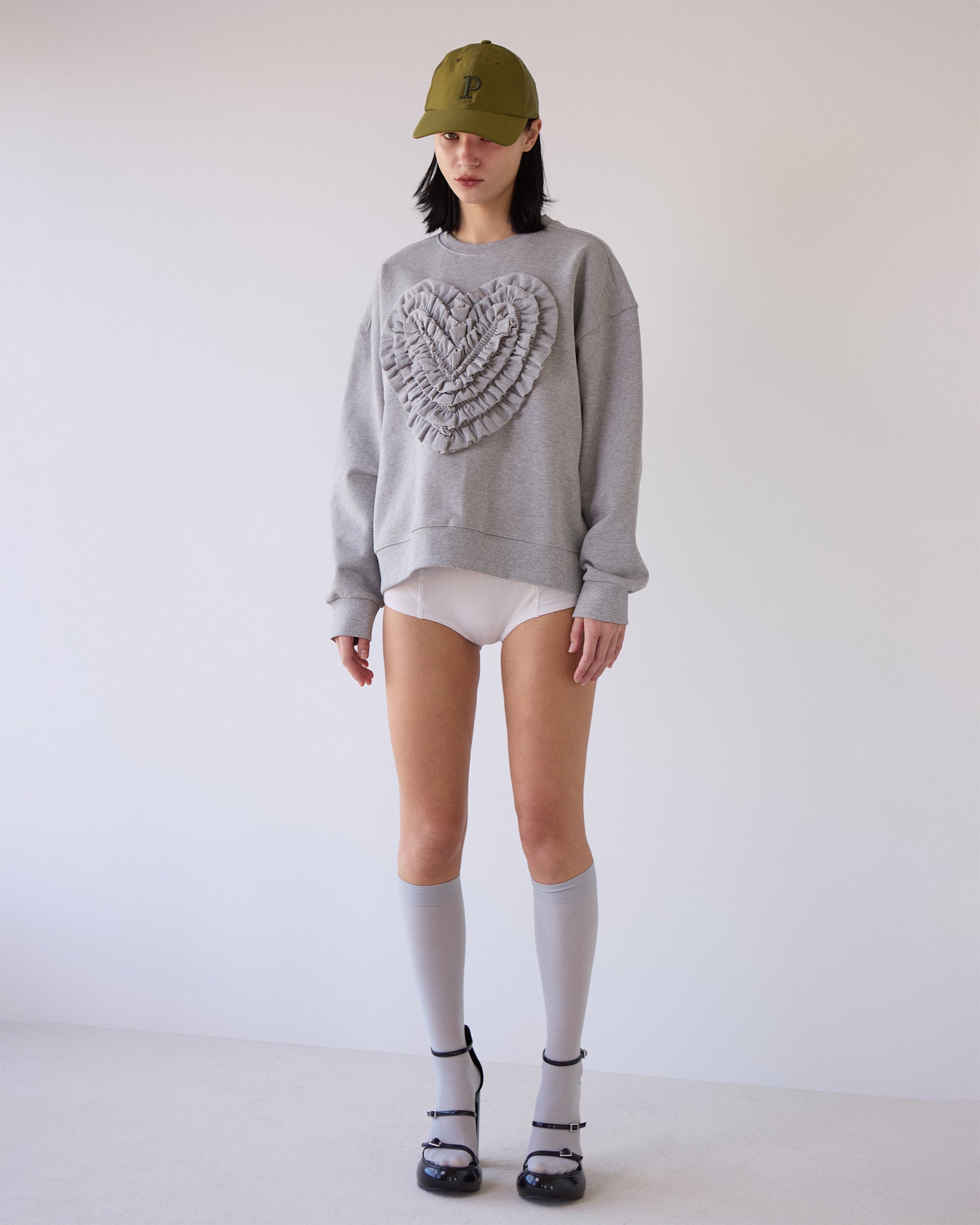 Heart gathered sweatshirt