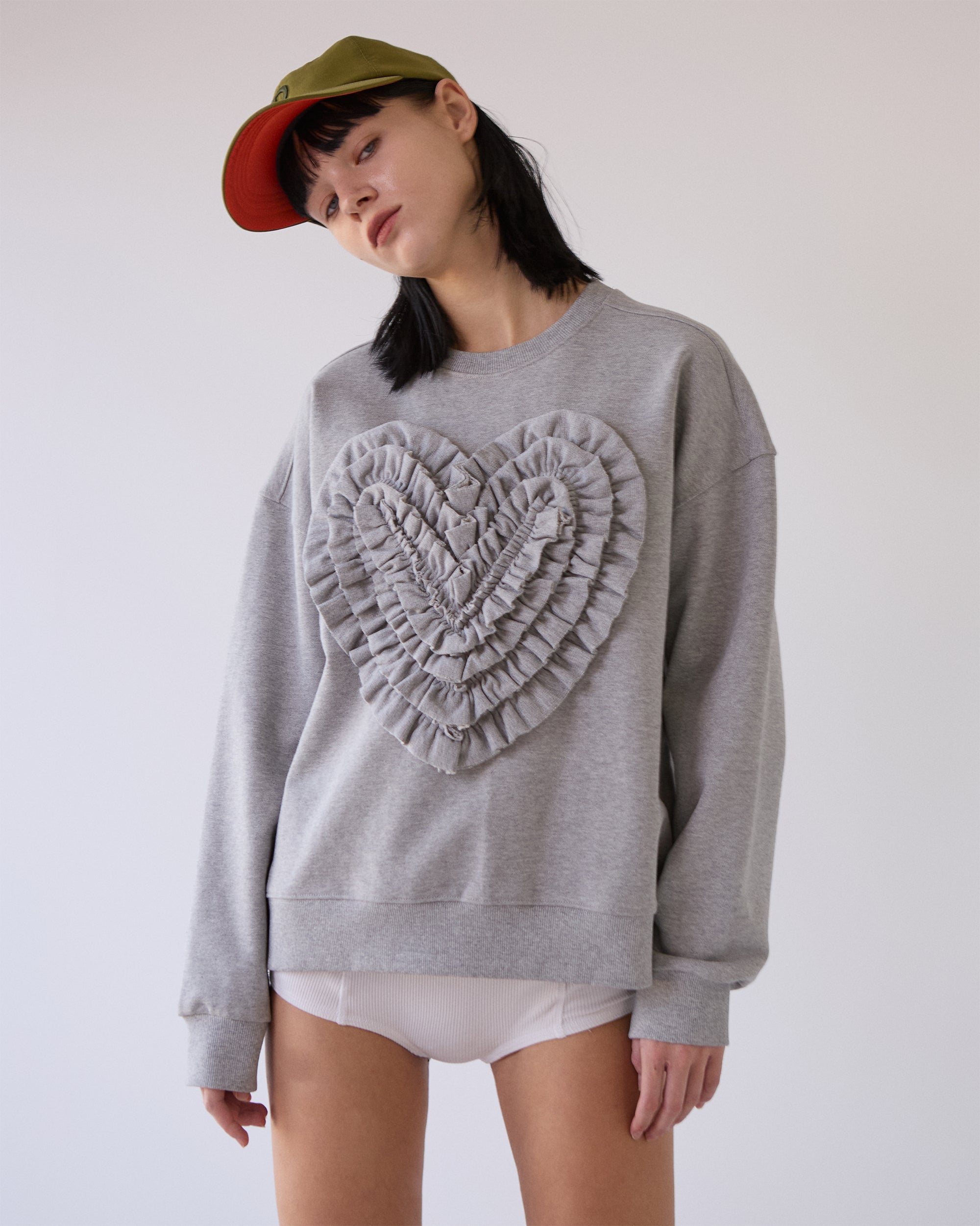 Heart gathered sweatshirt