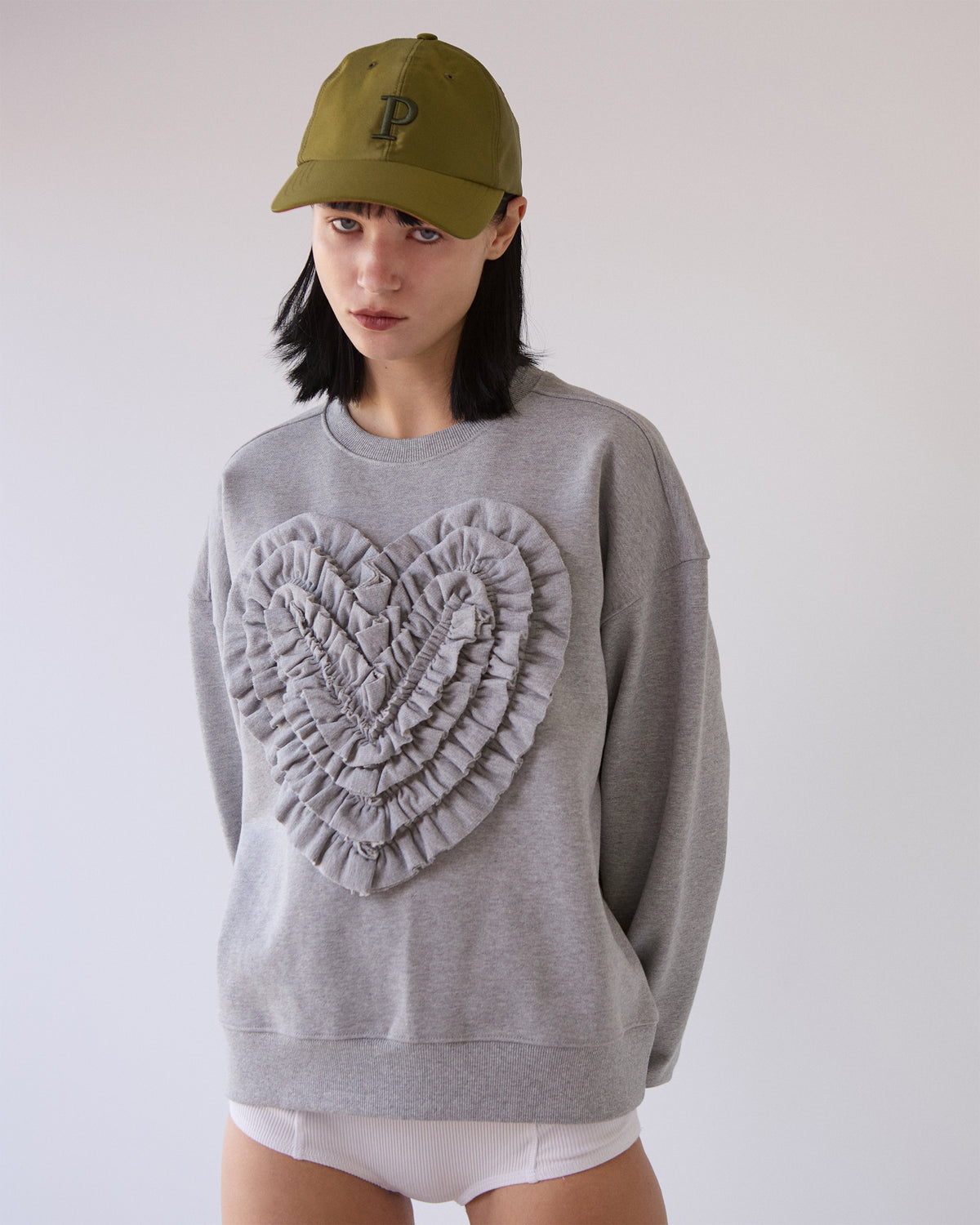 Heart gathered sweatshirt
