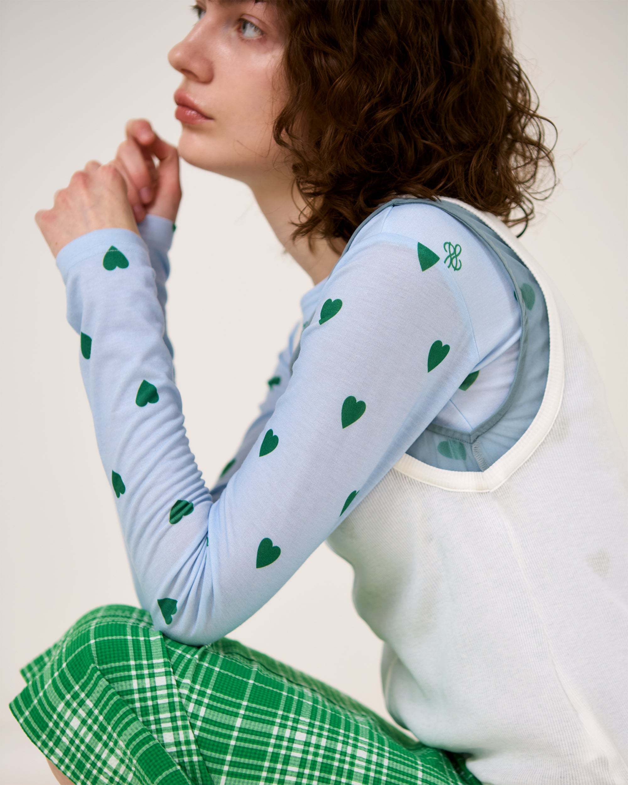 LOVE HEART MONOGRAM (white / blue)