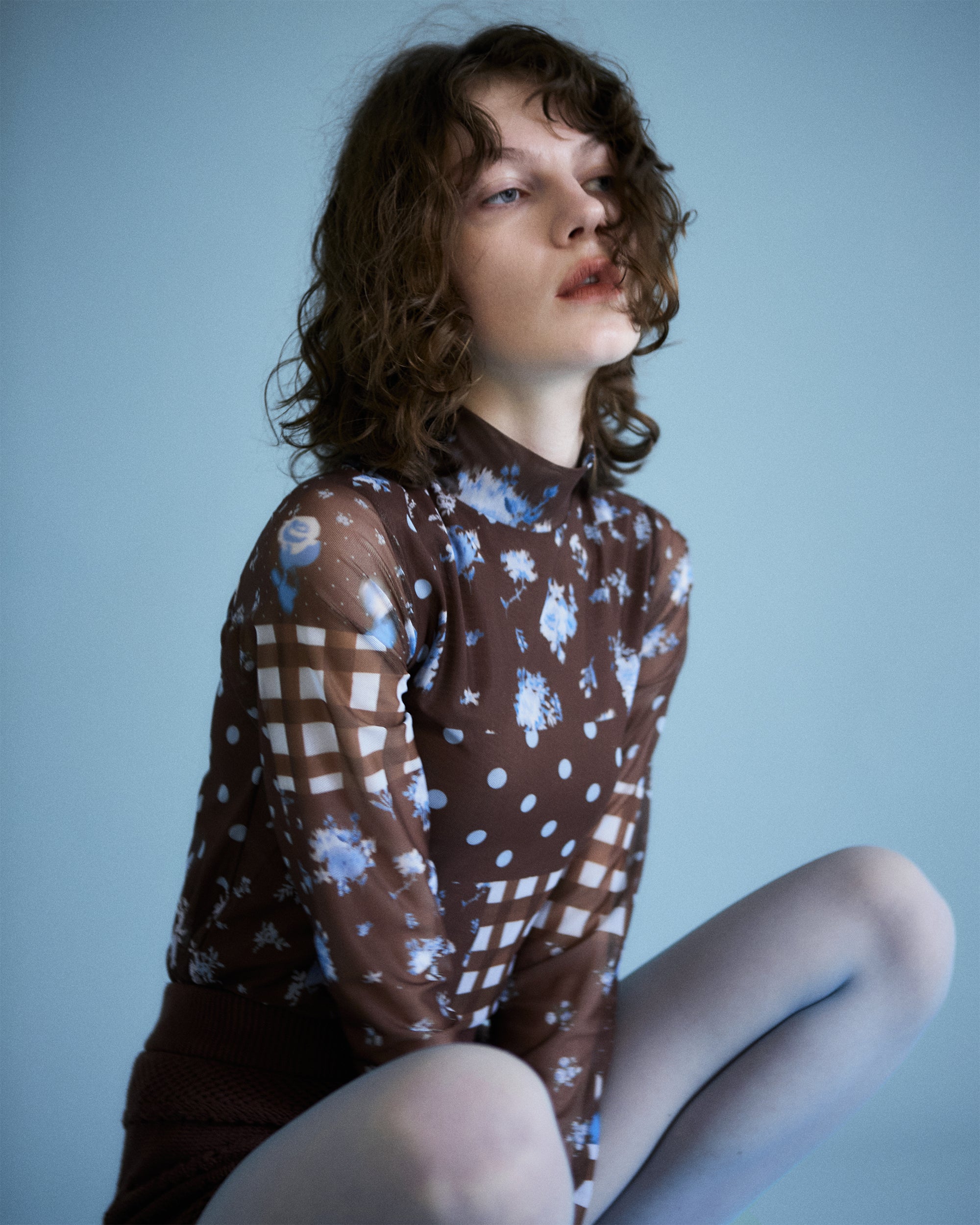 POP BROWN &BLUE PATCH (high neck)