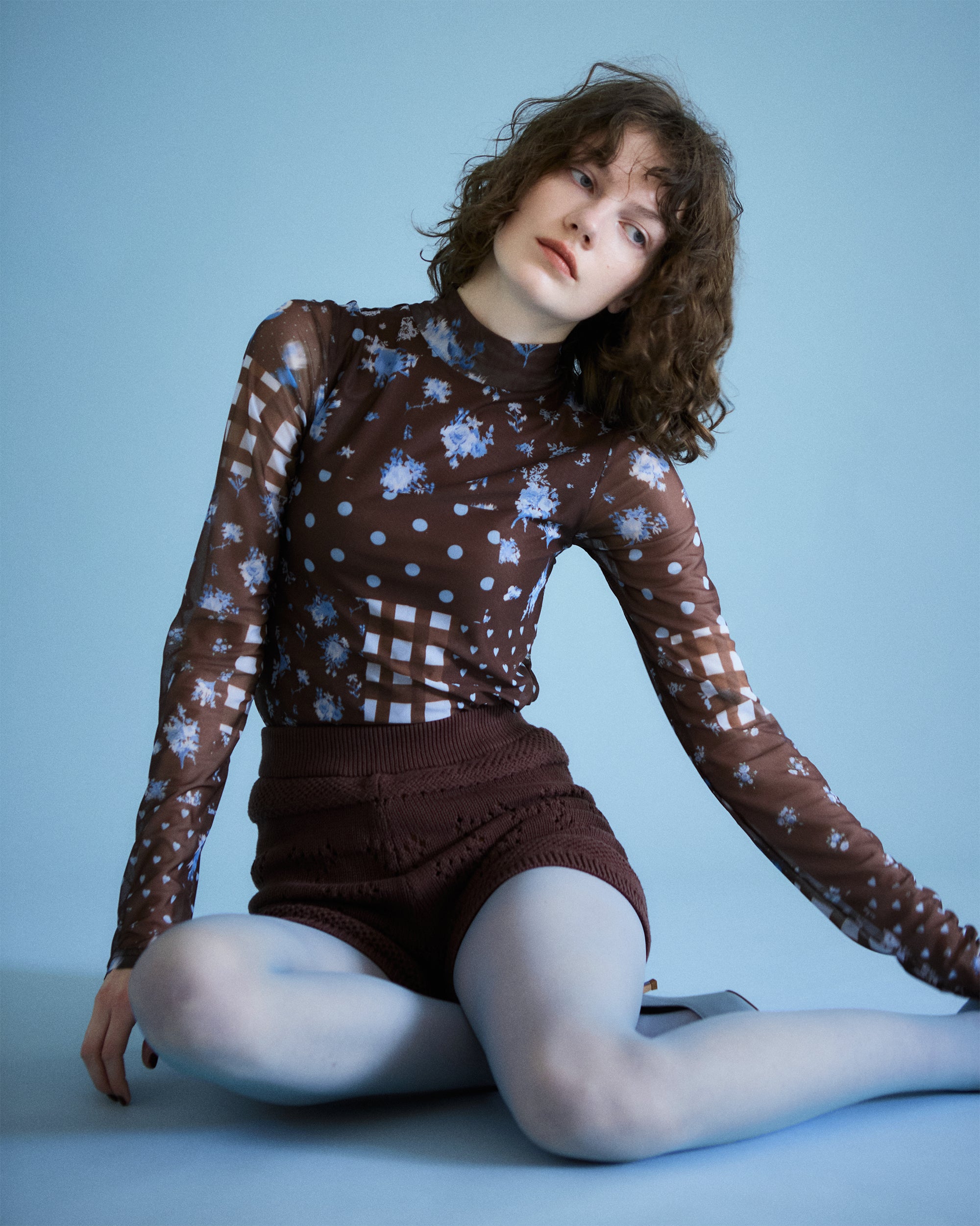 POP BROWN &BLUE PATCH (high neck)