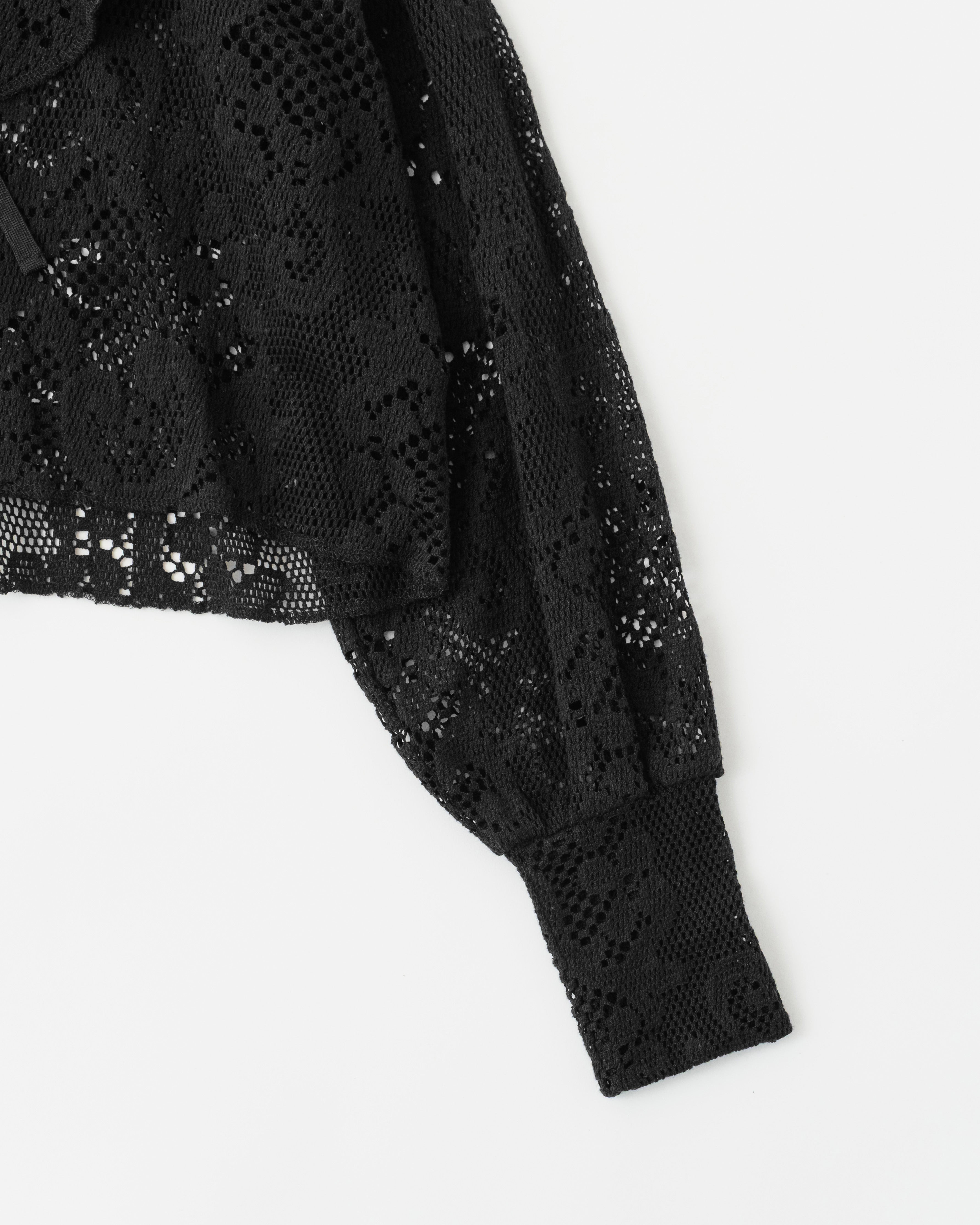 Lace ruffle cardigan (black)