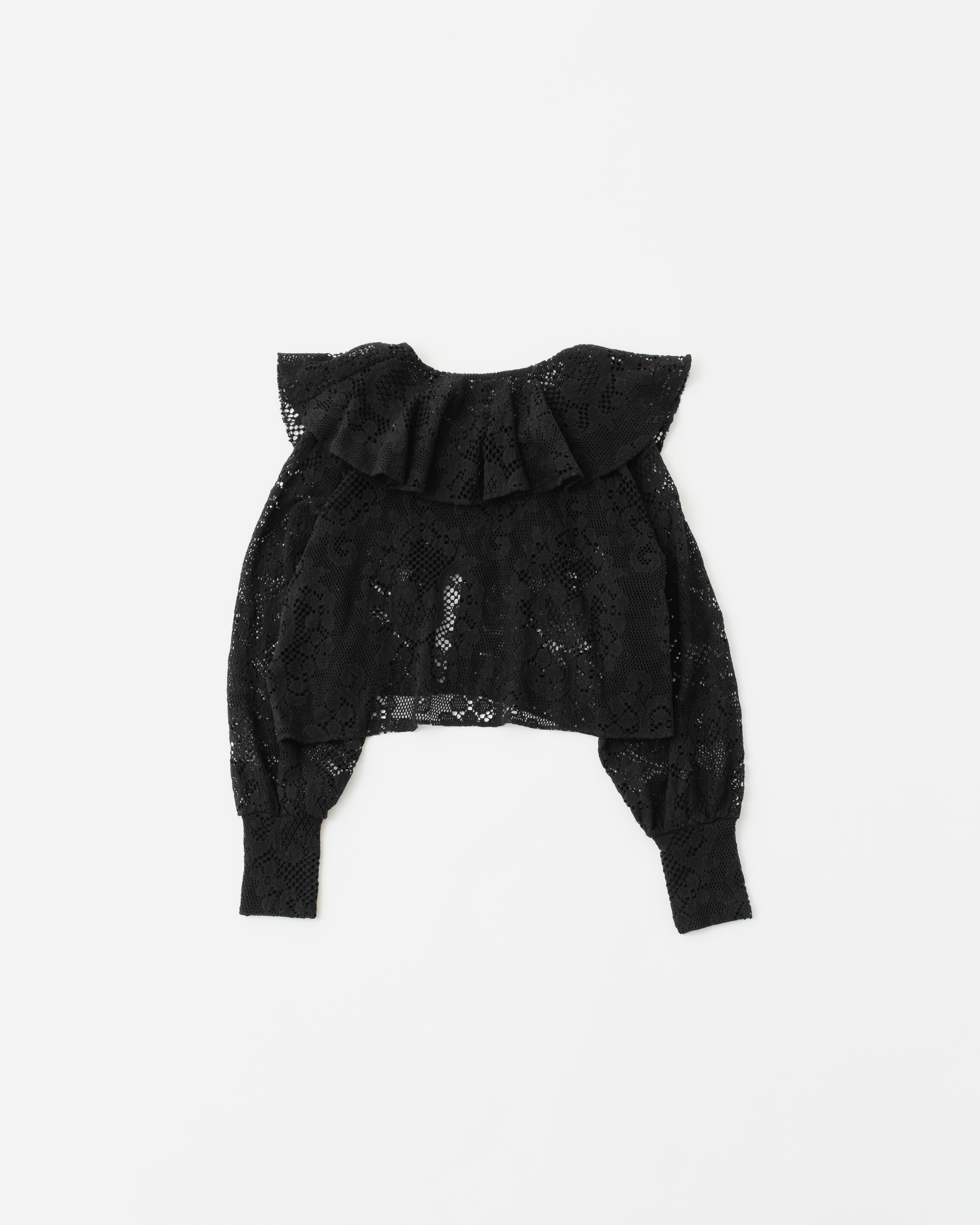 Lace ruffle cardigan (black)