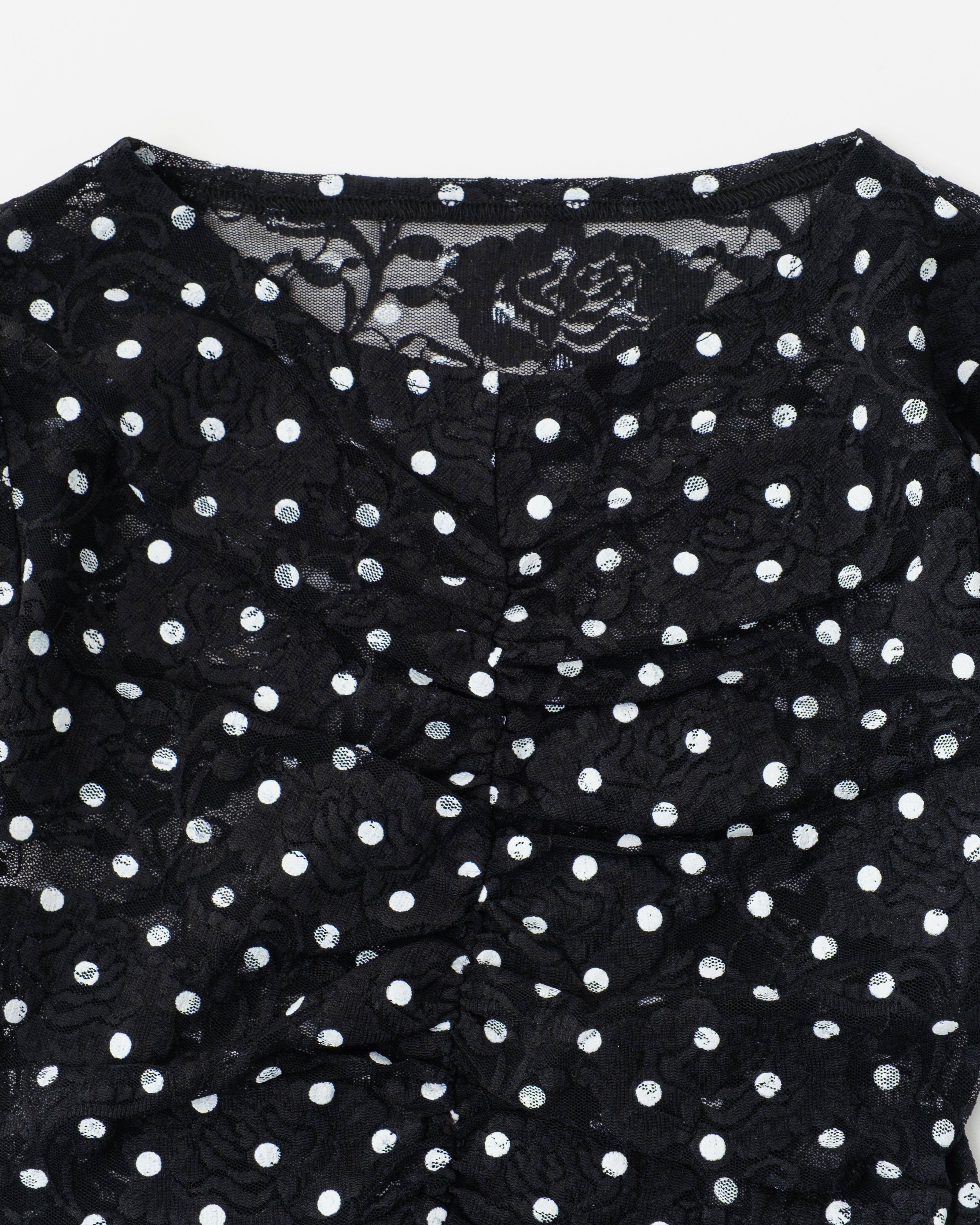 Dot lace gathered top