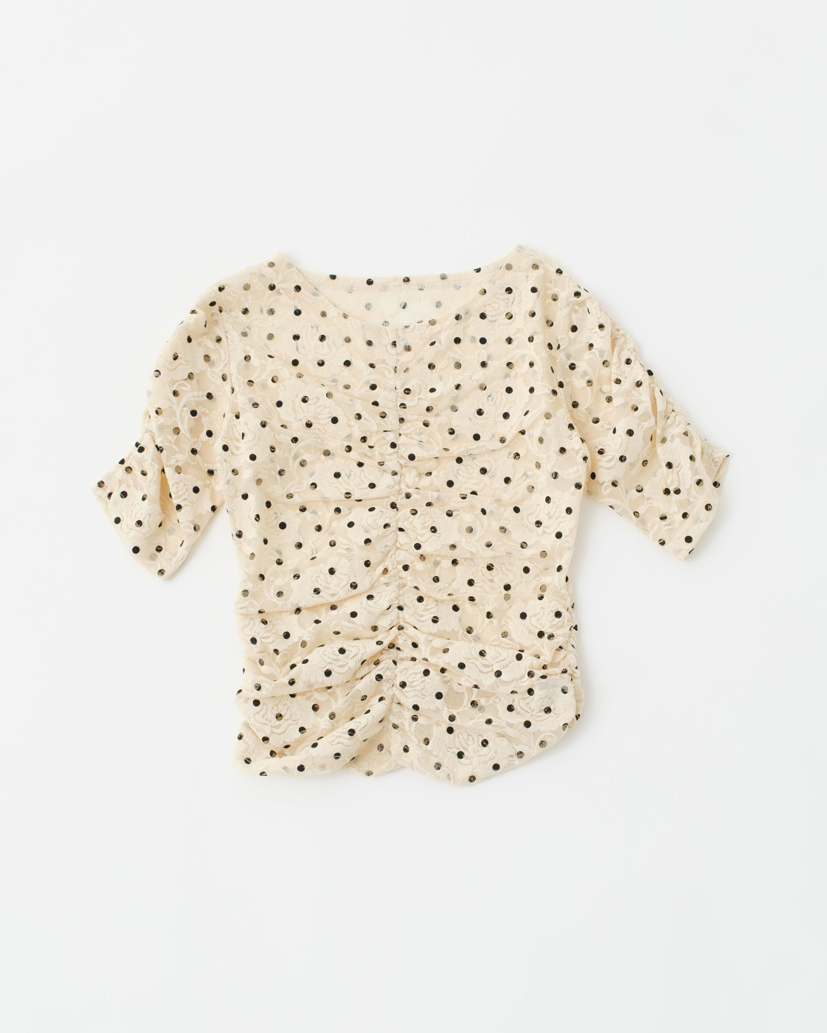 Dot lace gathered top