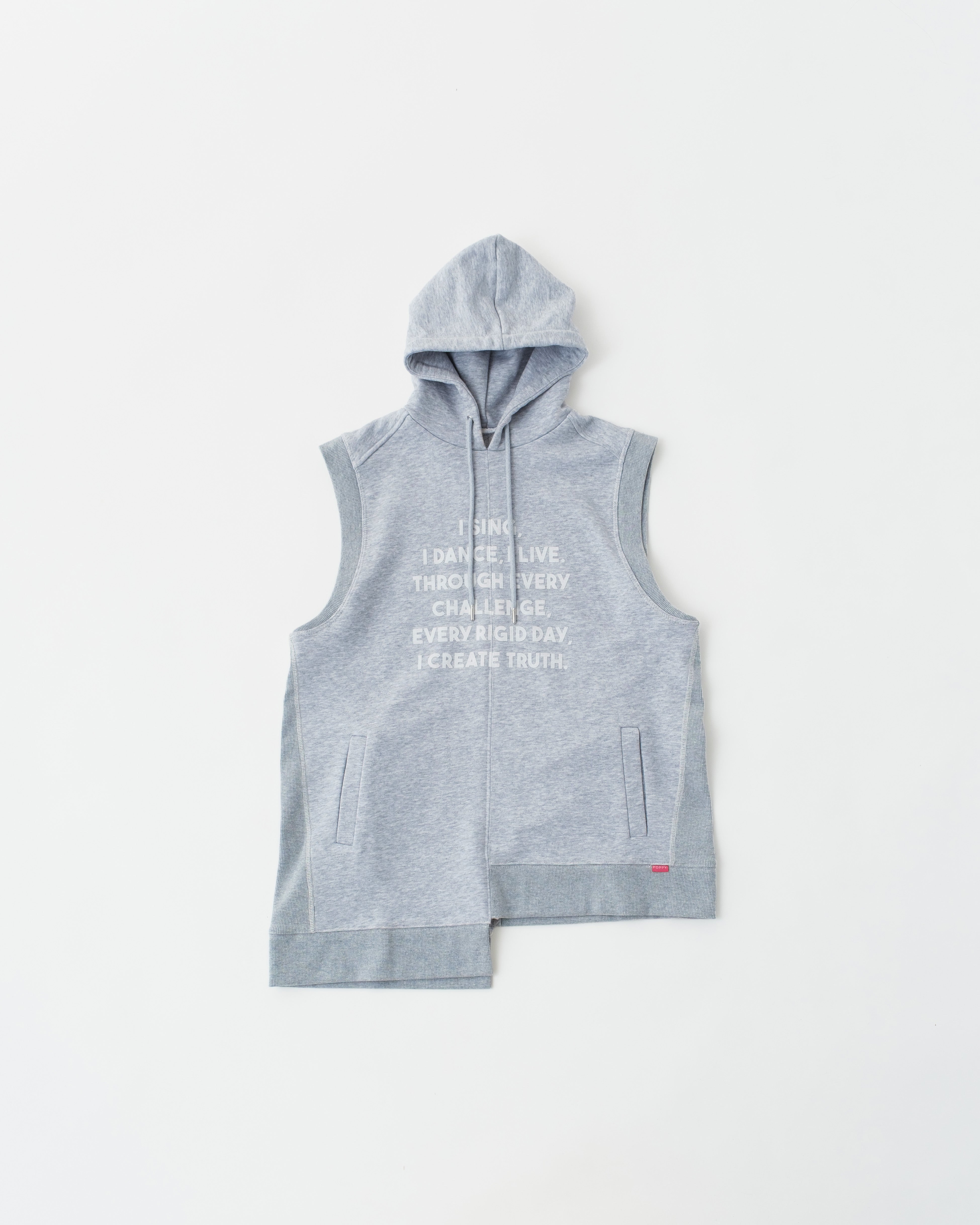 Flocky asymmetric hoodie vest