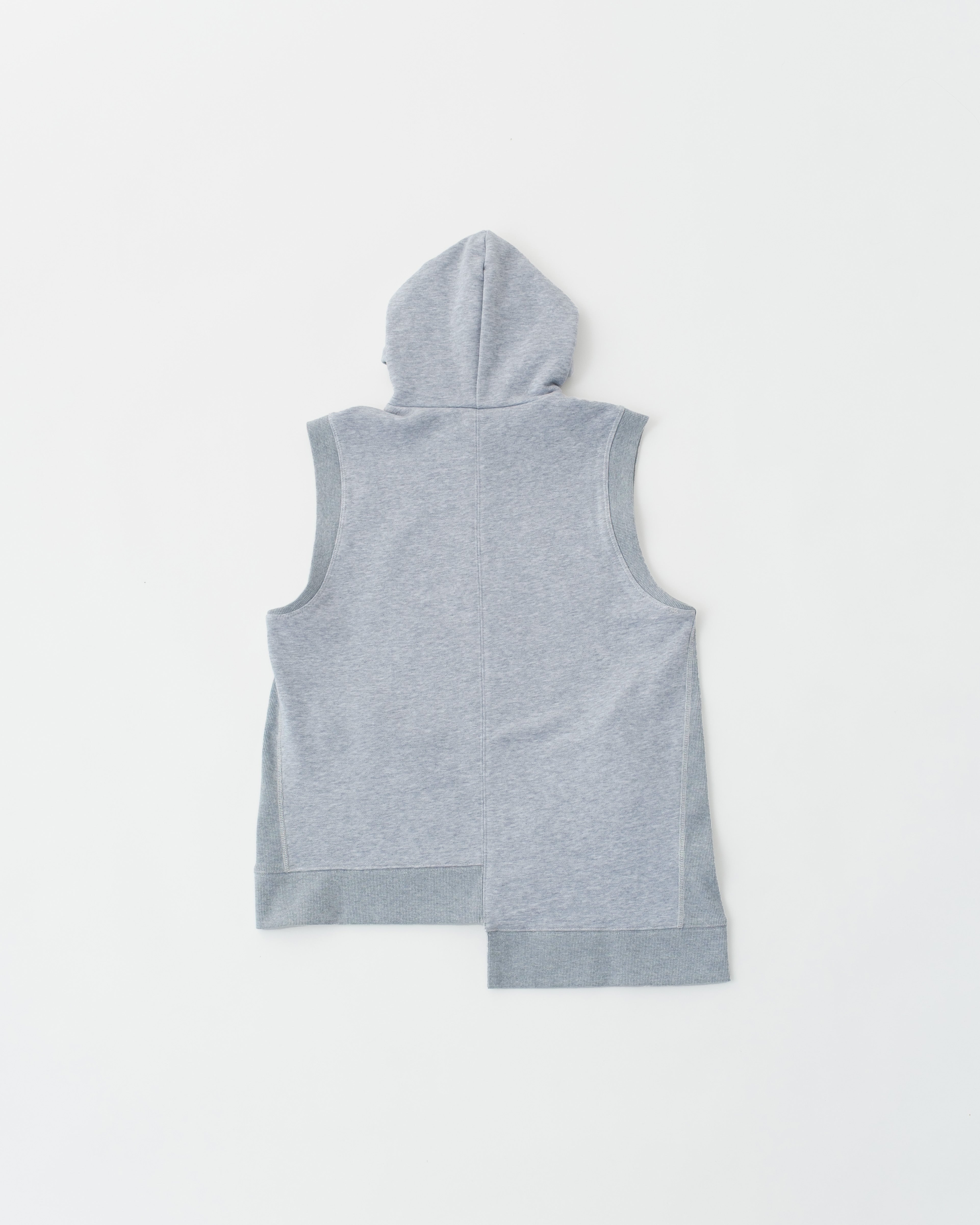 Flocky asymmetric hoodie vest