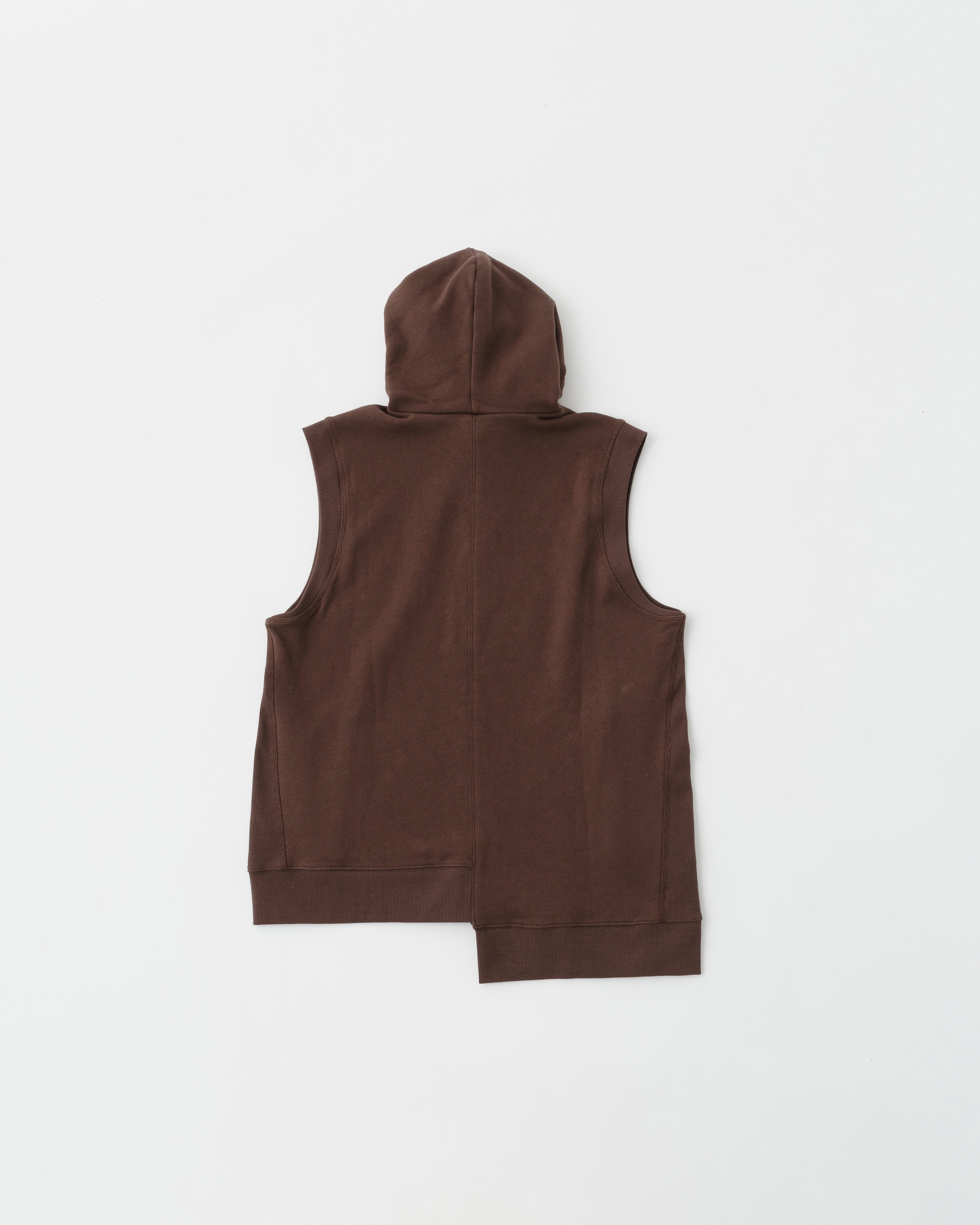 Flocky asymmetric hoodie vest