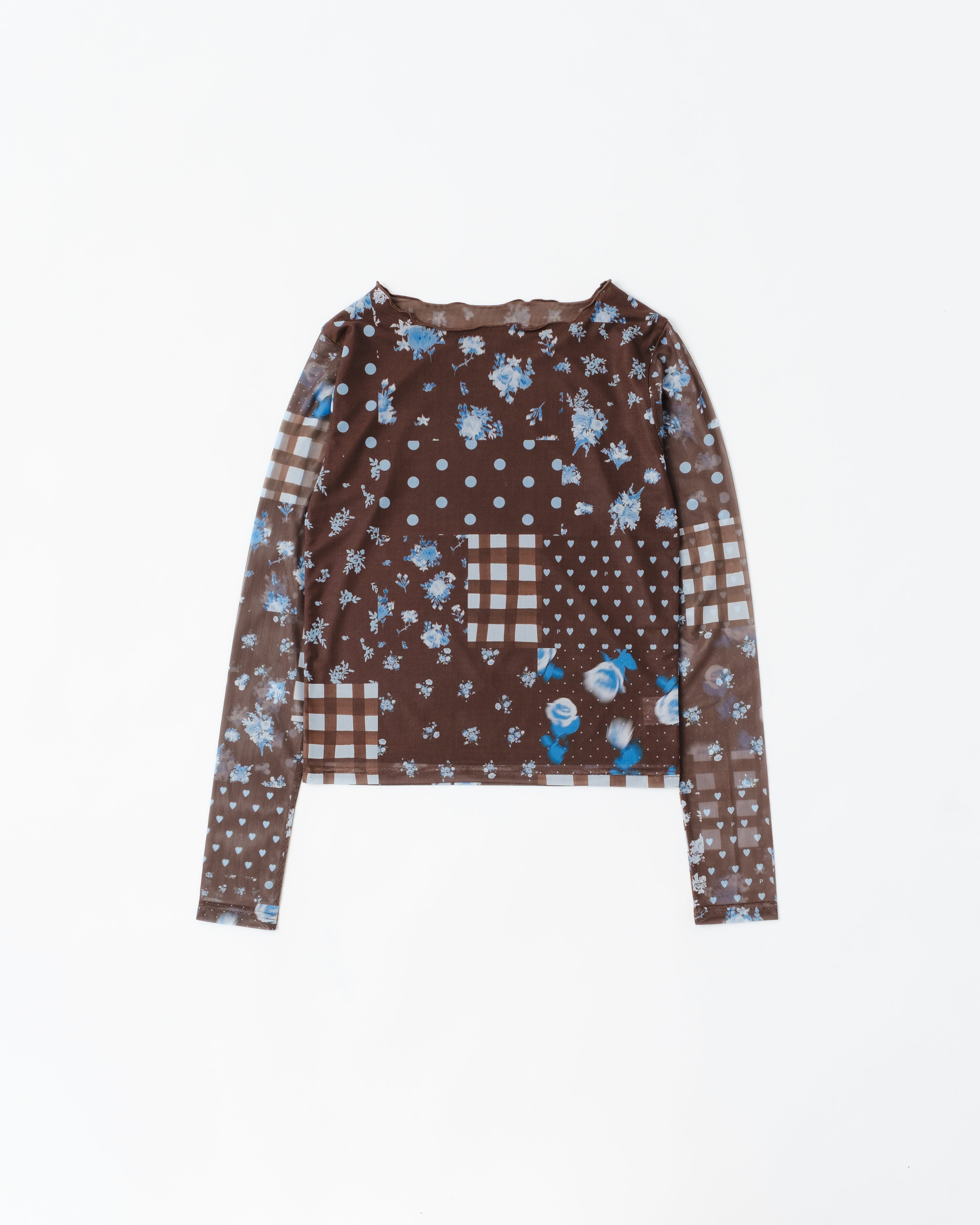 POP BROWN & BLUE PATCH (round neck)
