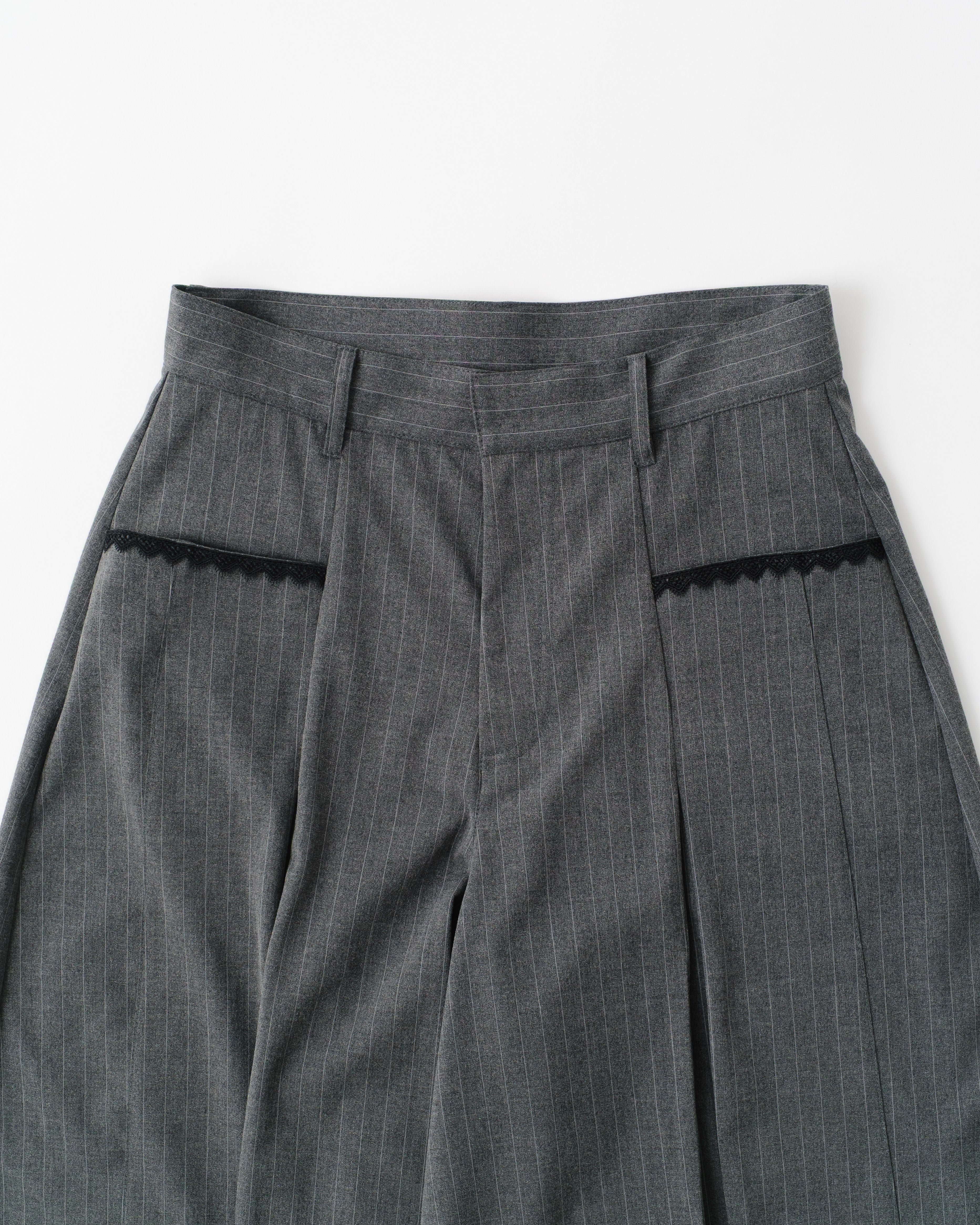 褶襉氣球條紋褲