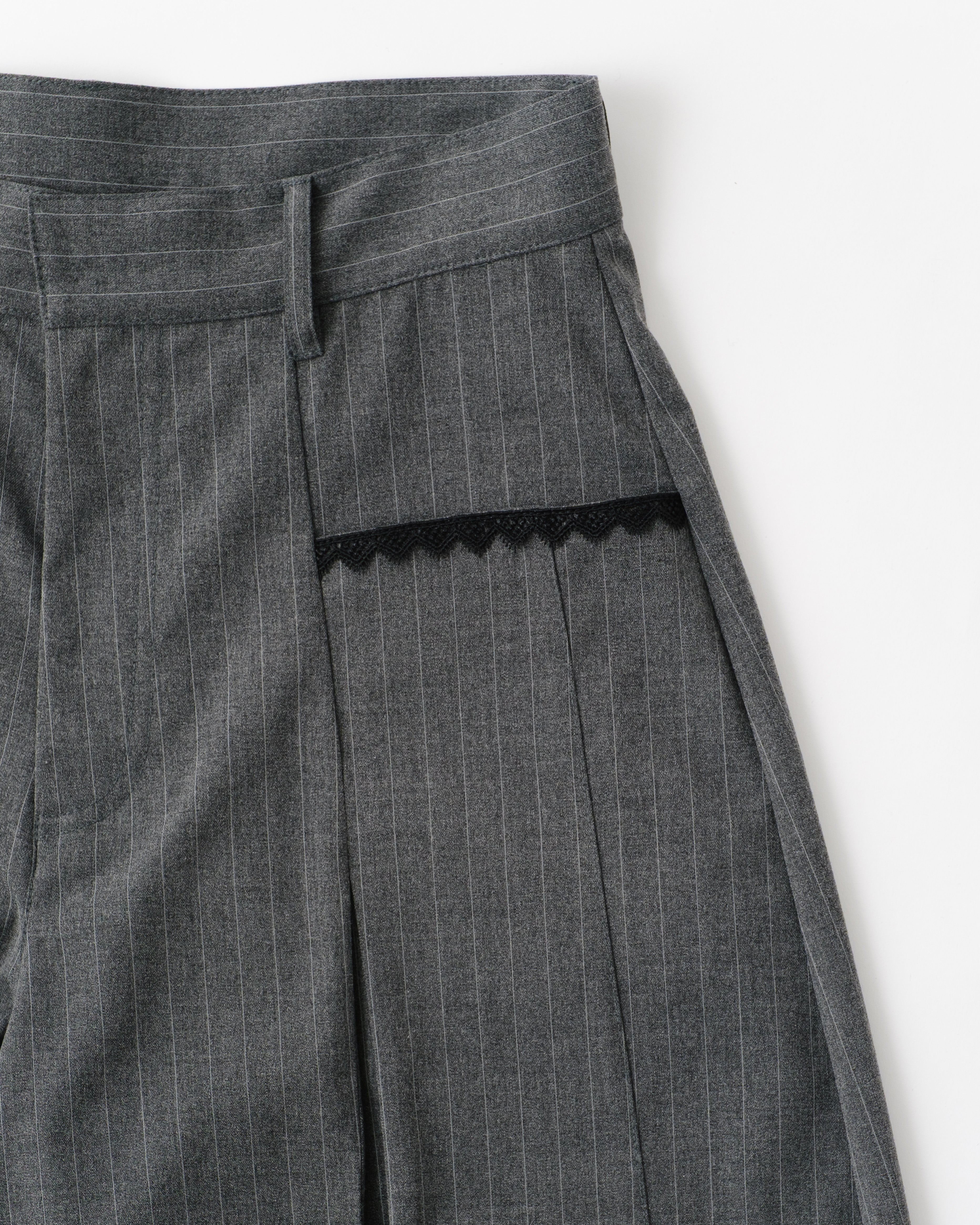 褶襉氣球條紋褲