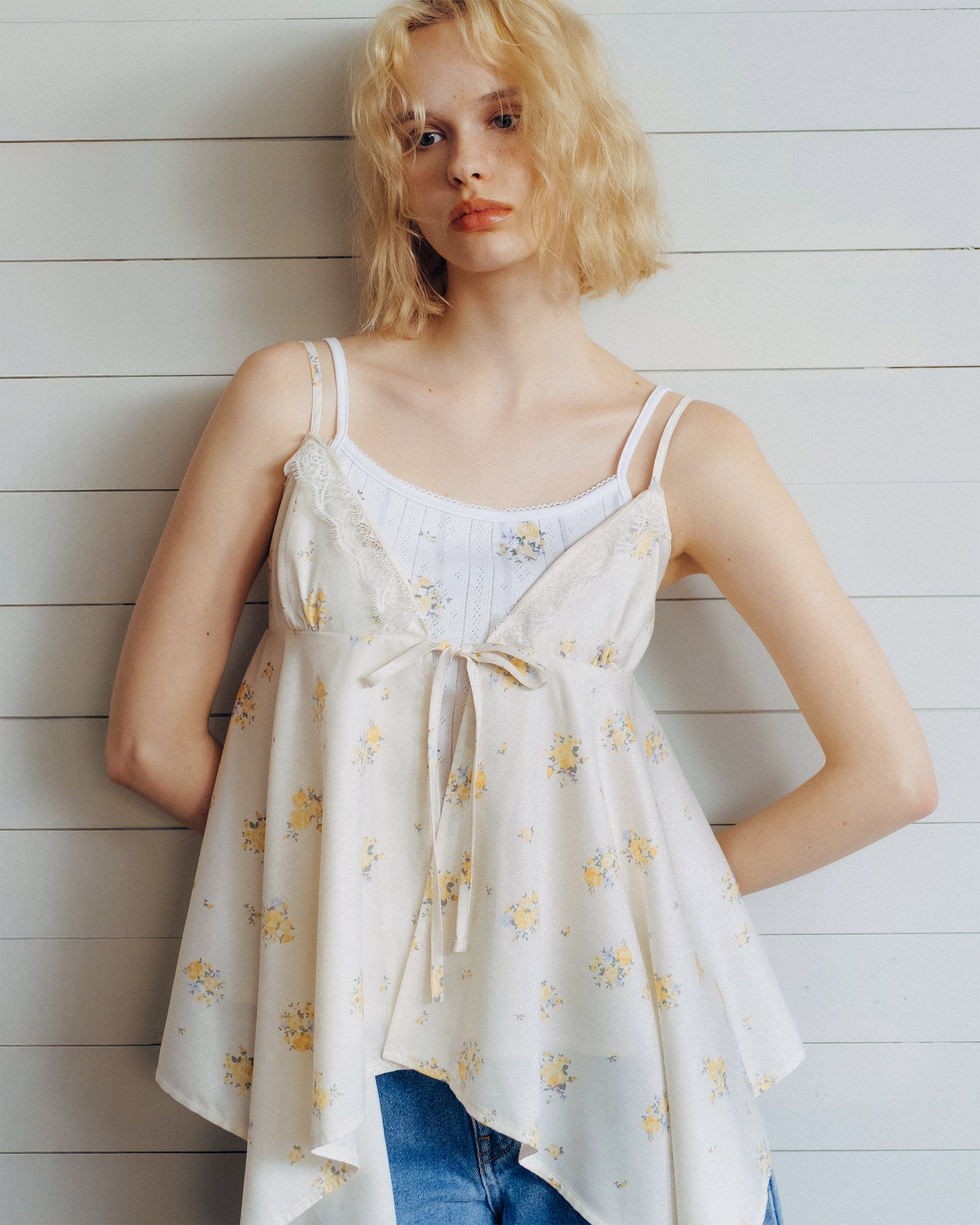 Airy tie handkerchief tunic (yellow)