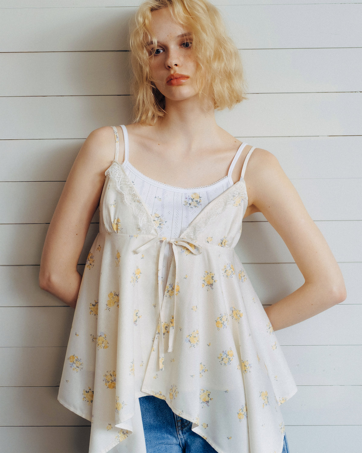 Airy tie handkerchief tunic (yellow)