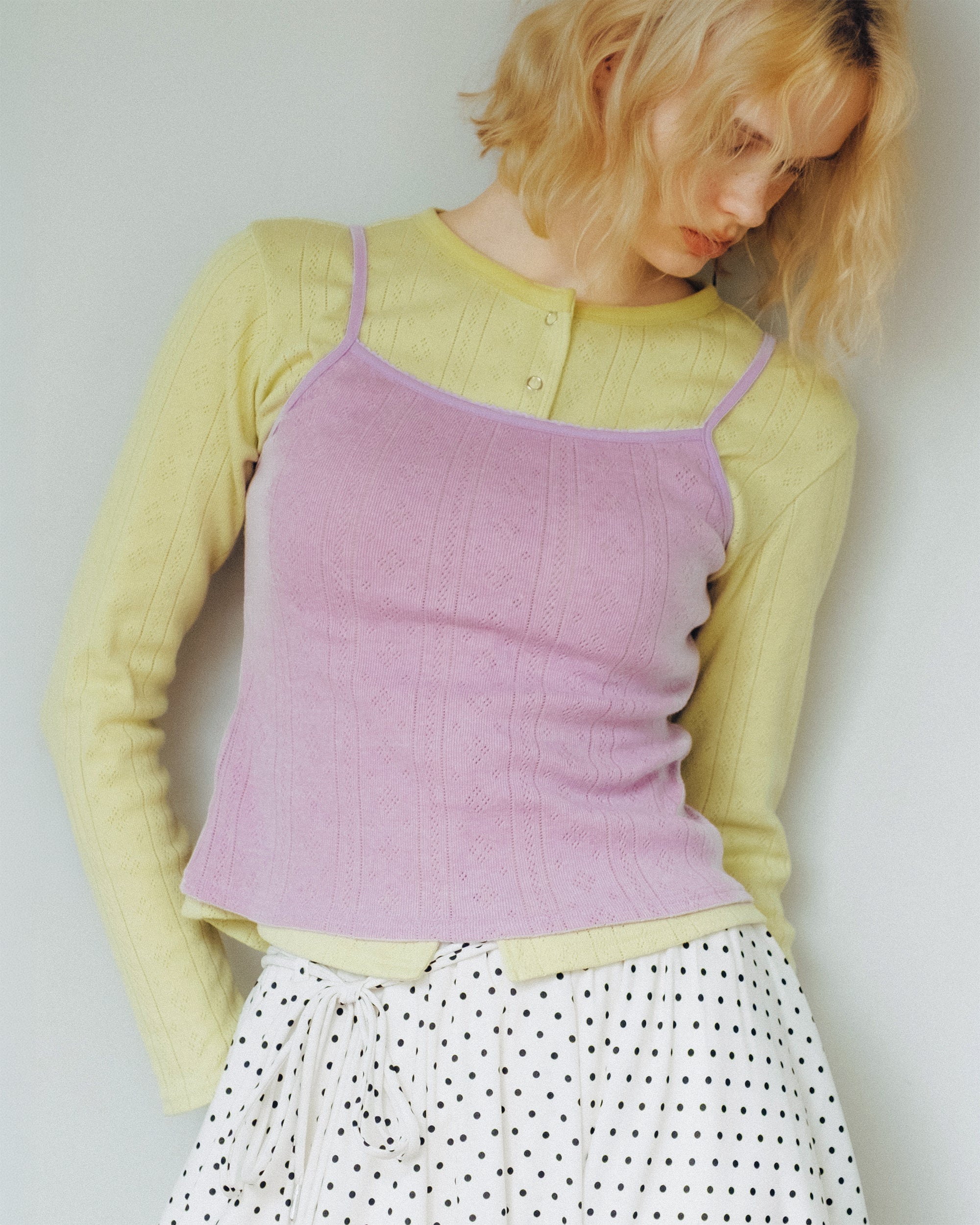 Tender two tone eyelet top