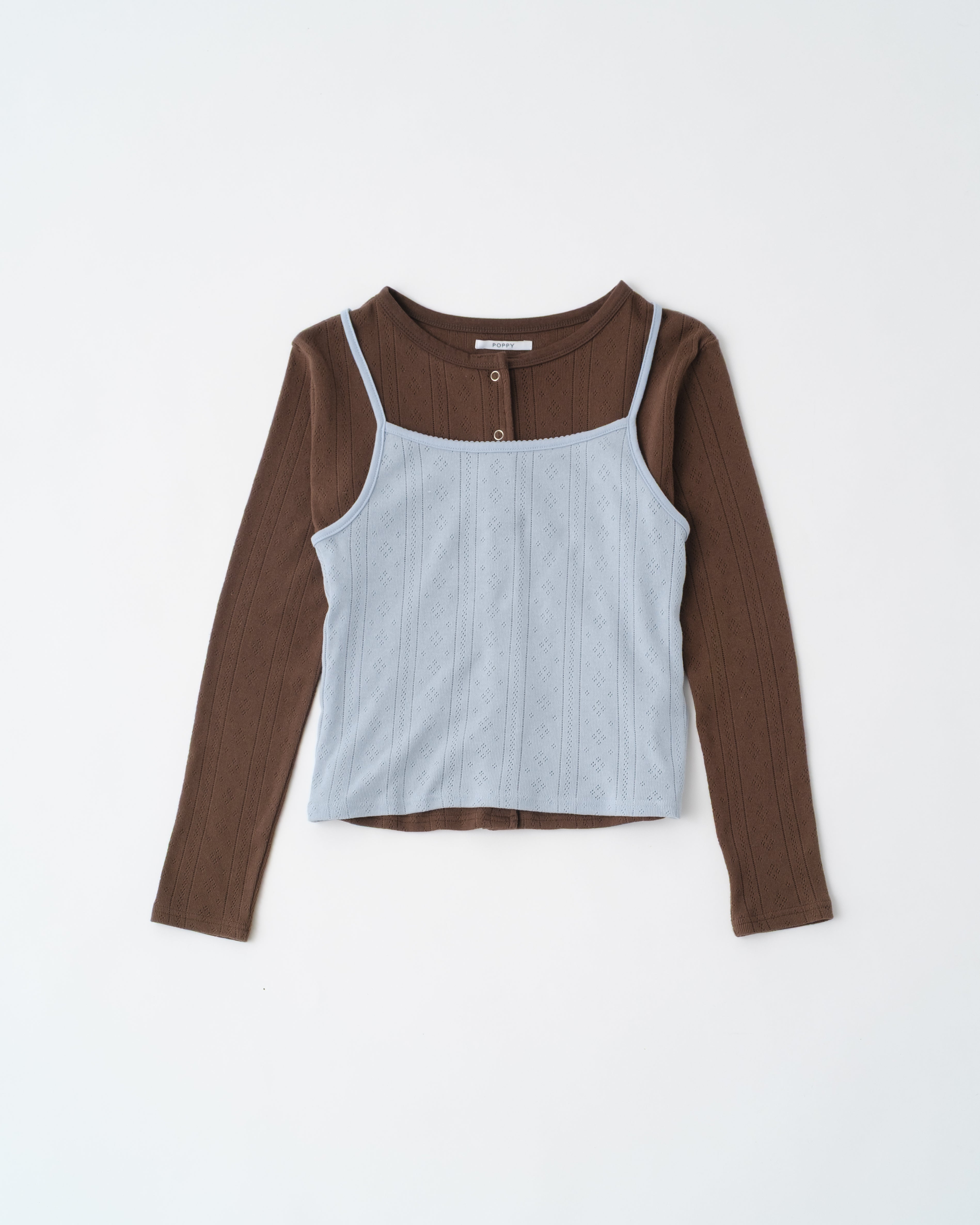 Tender two tone eyelet top