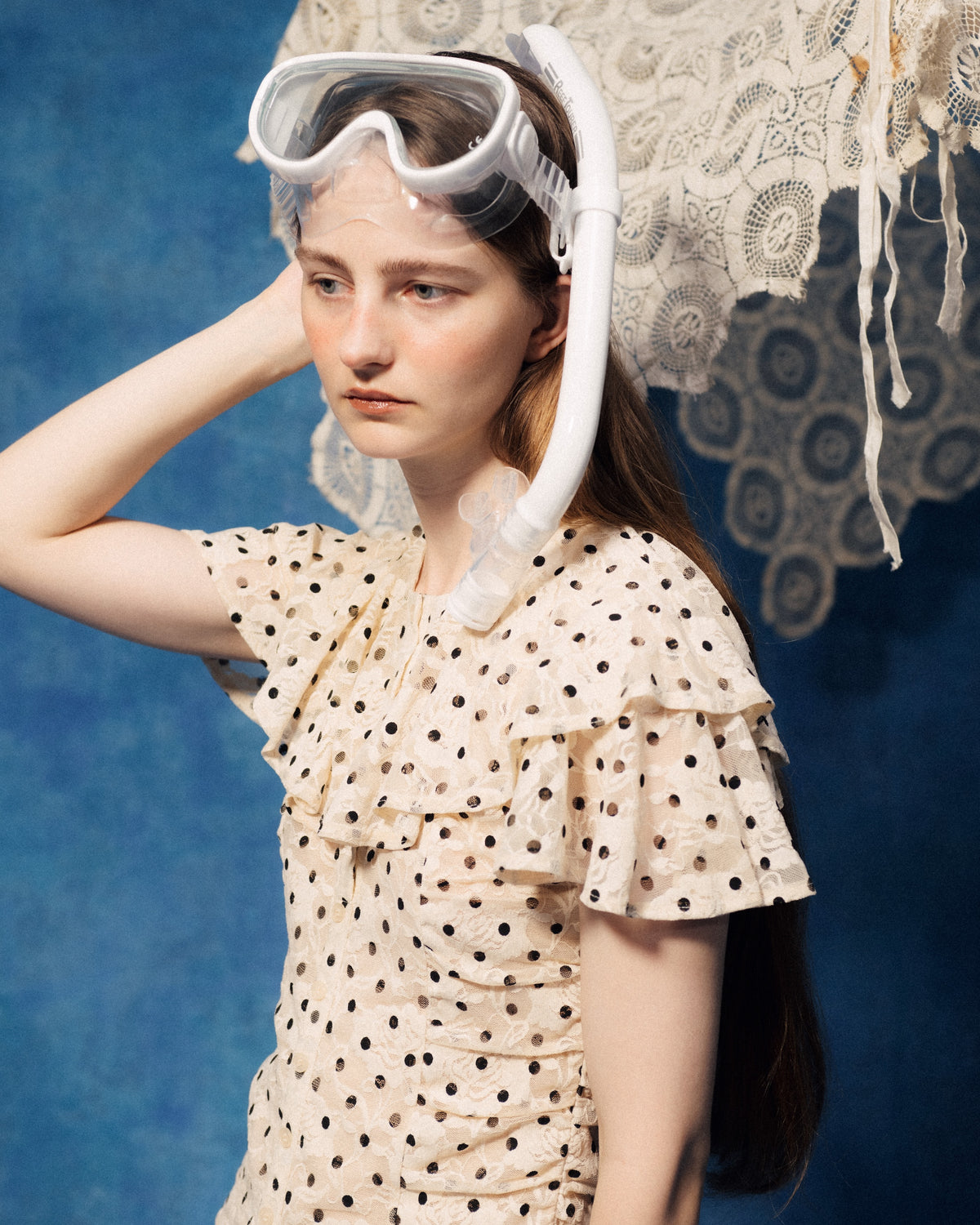 Ruffle dot lace top