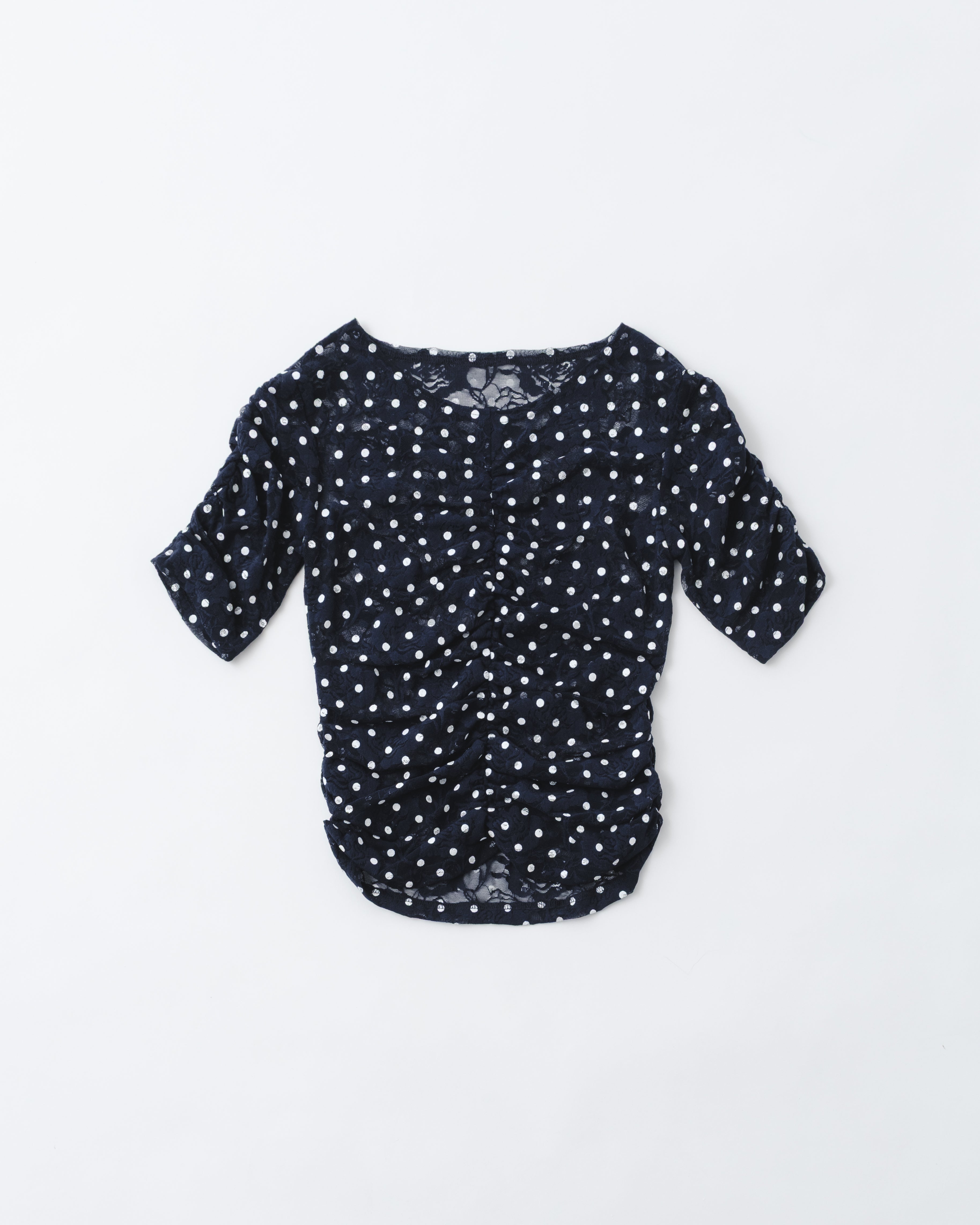 Dot lace gathered top