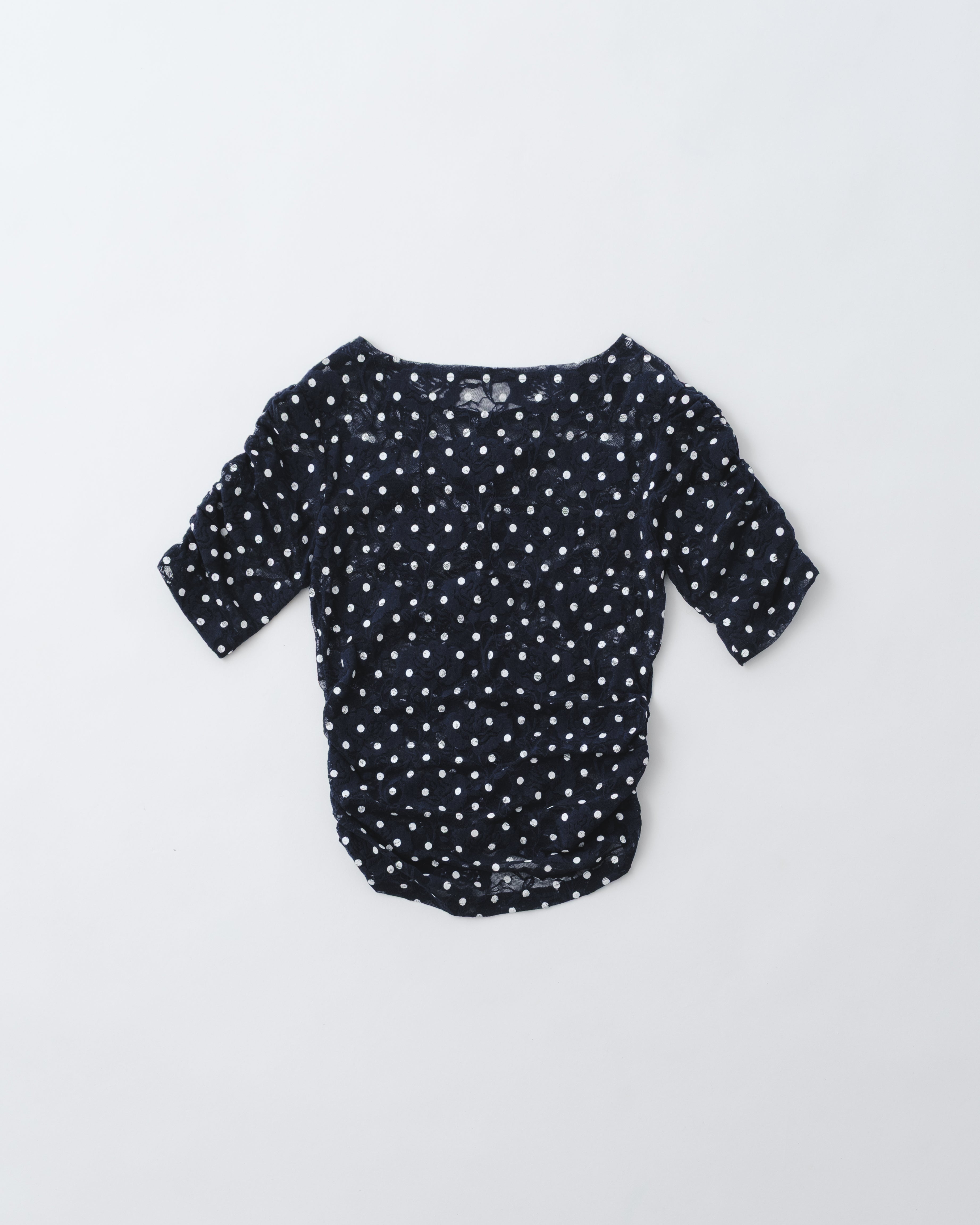 Dot lace gathered top