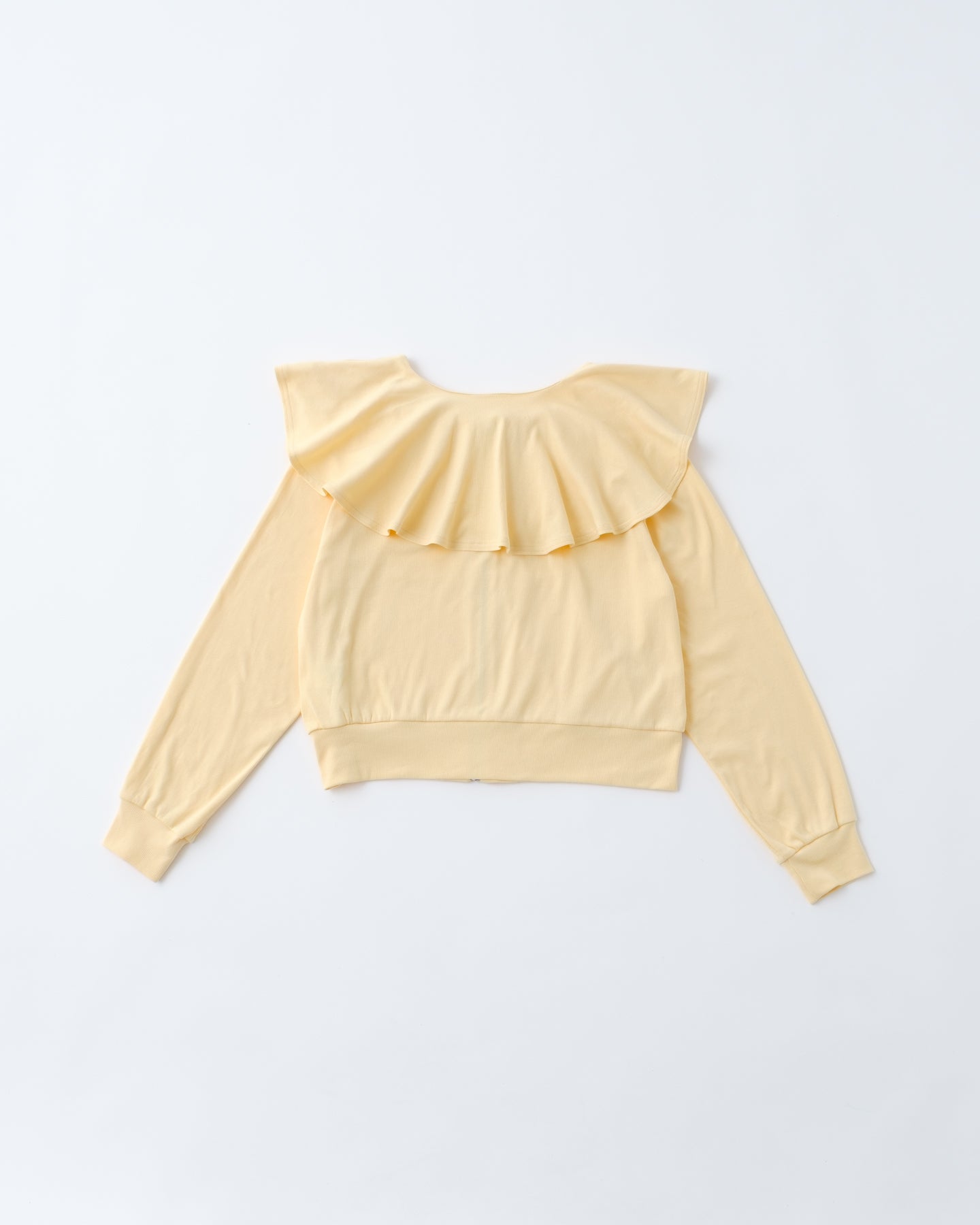 Ruffle collar rib zip