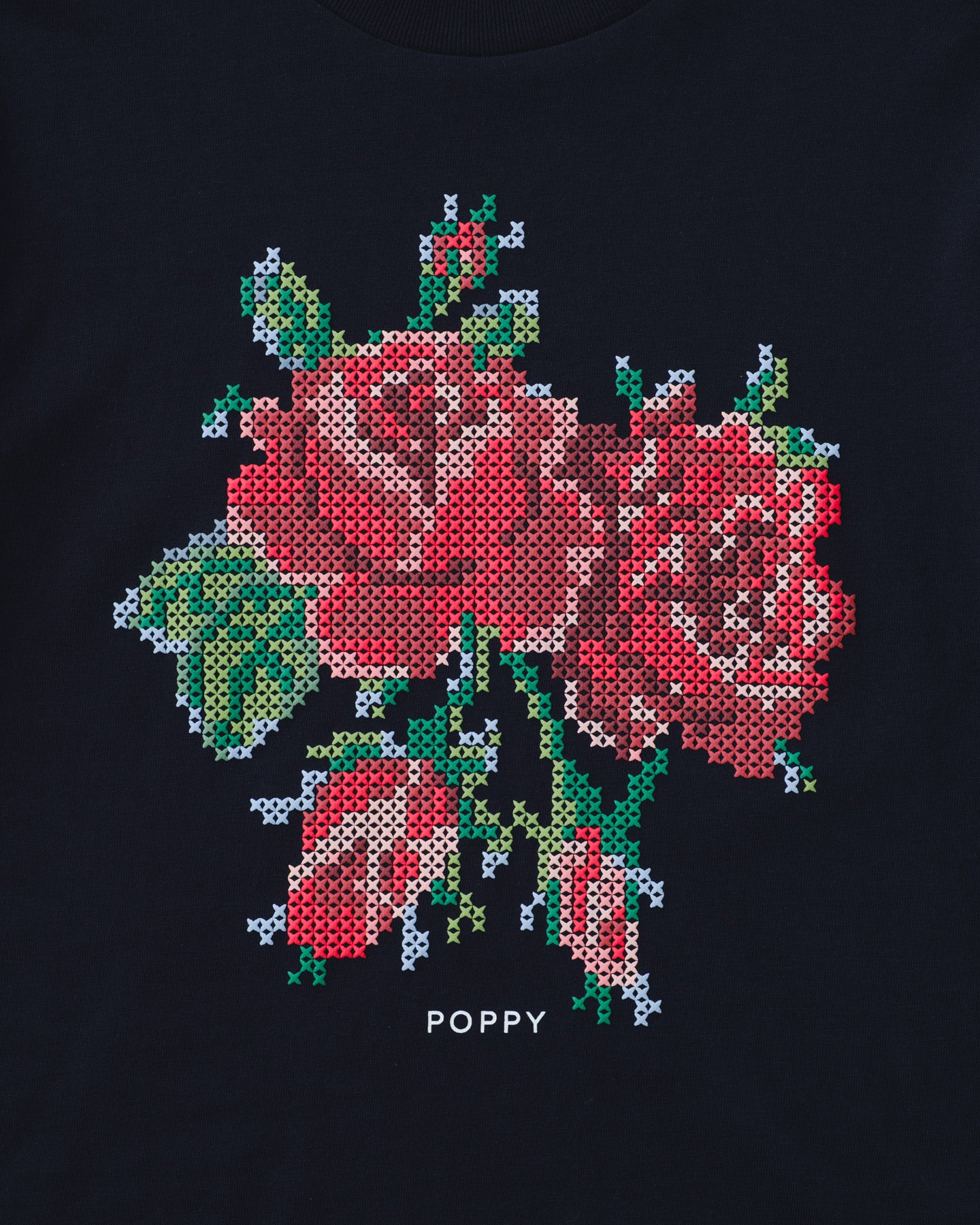 Flower cross-stitch print mini Tee