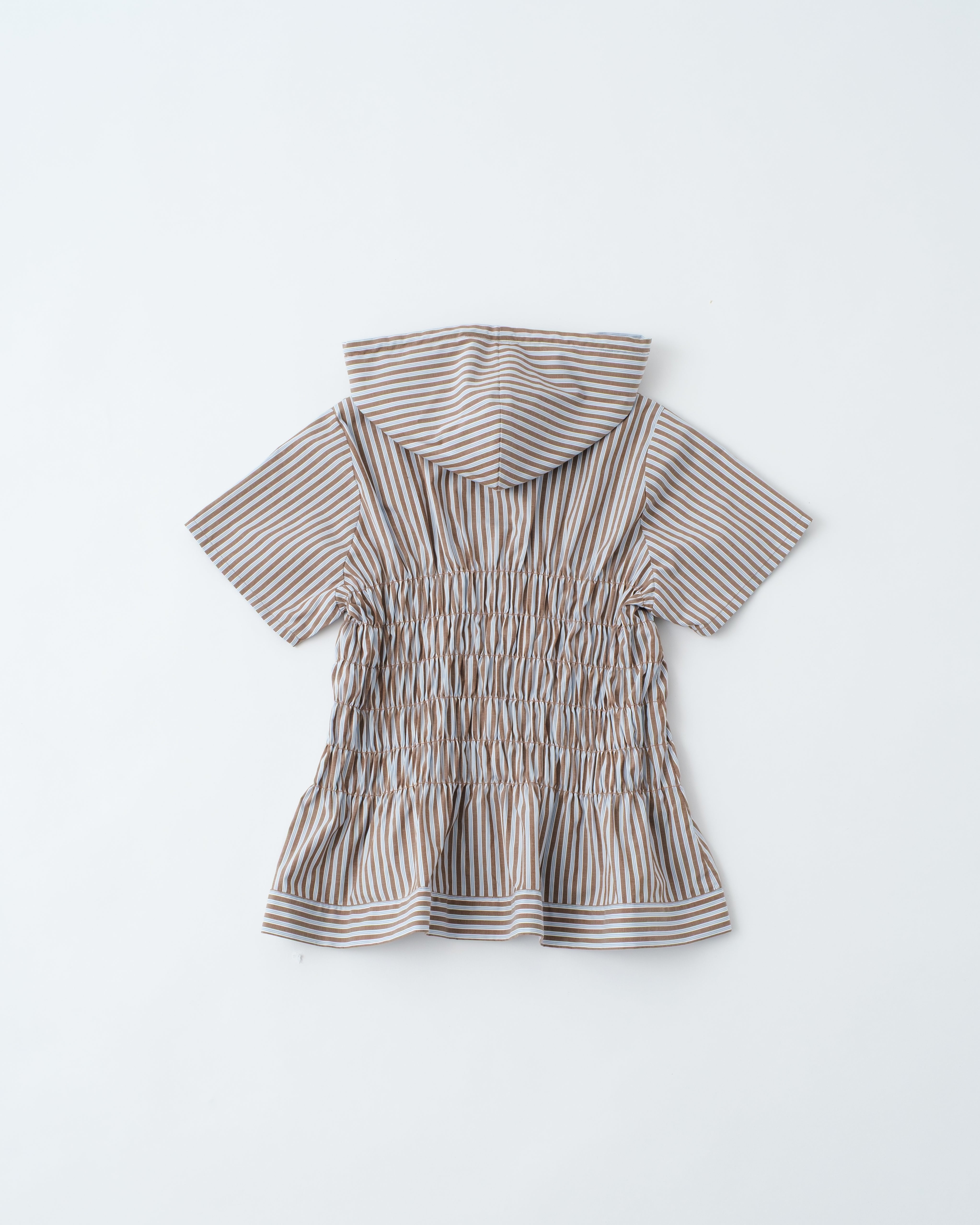 Short sleeve shirring hoodie shirt
