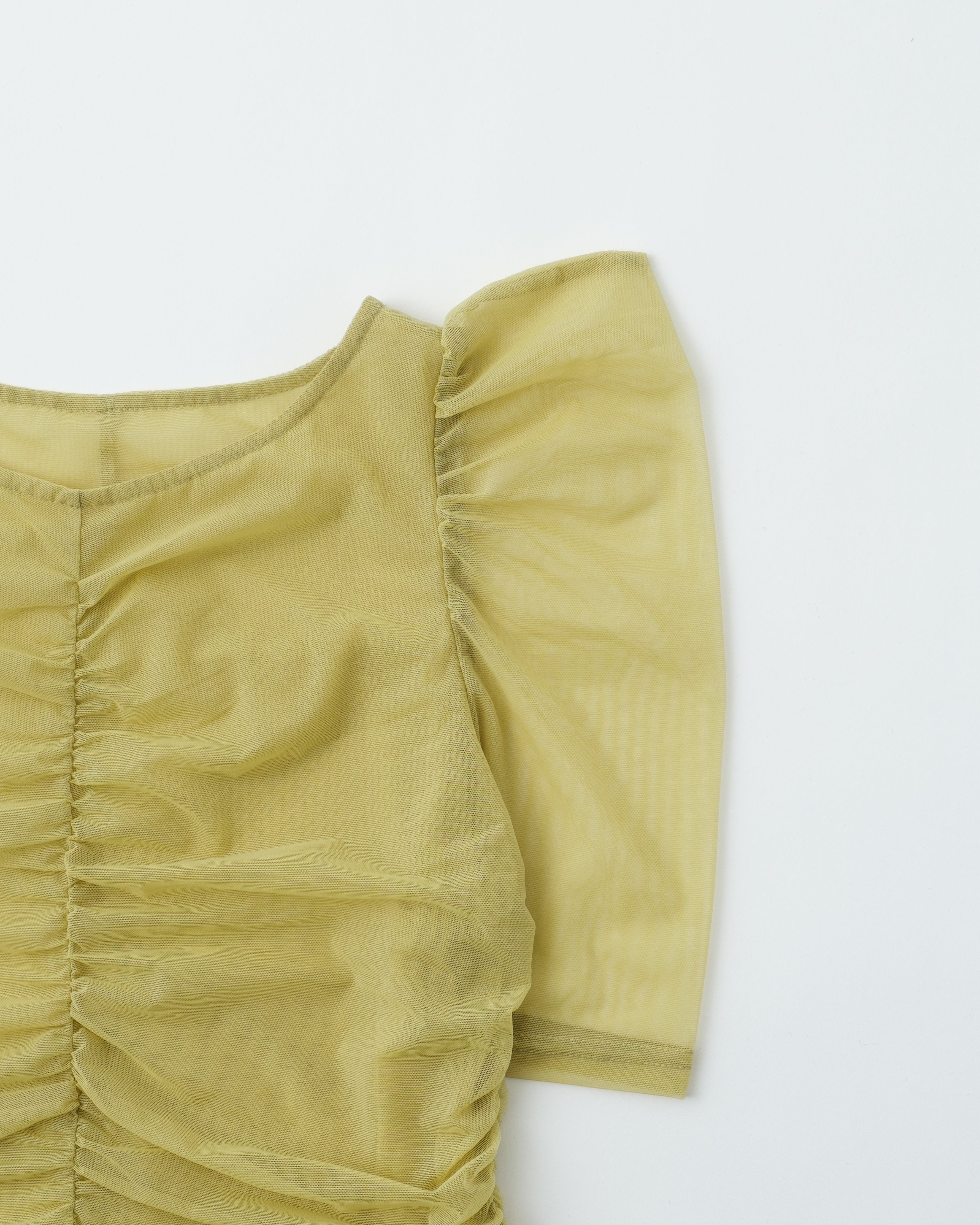 Peak shirring tulle top