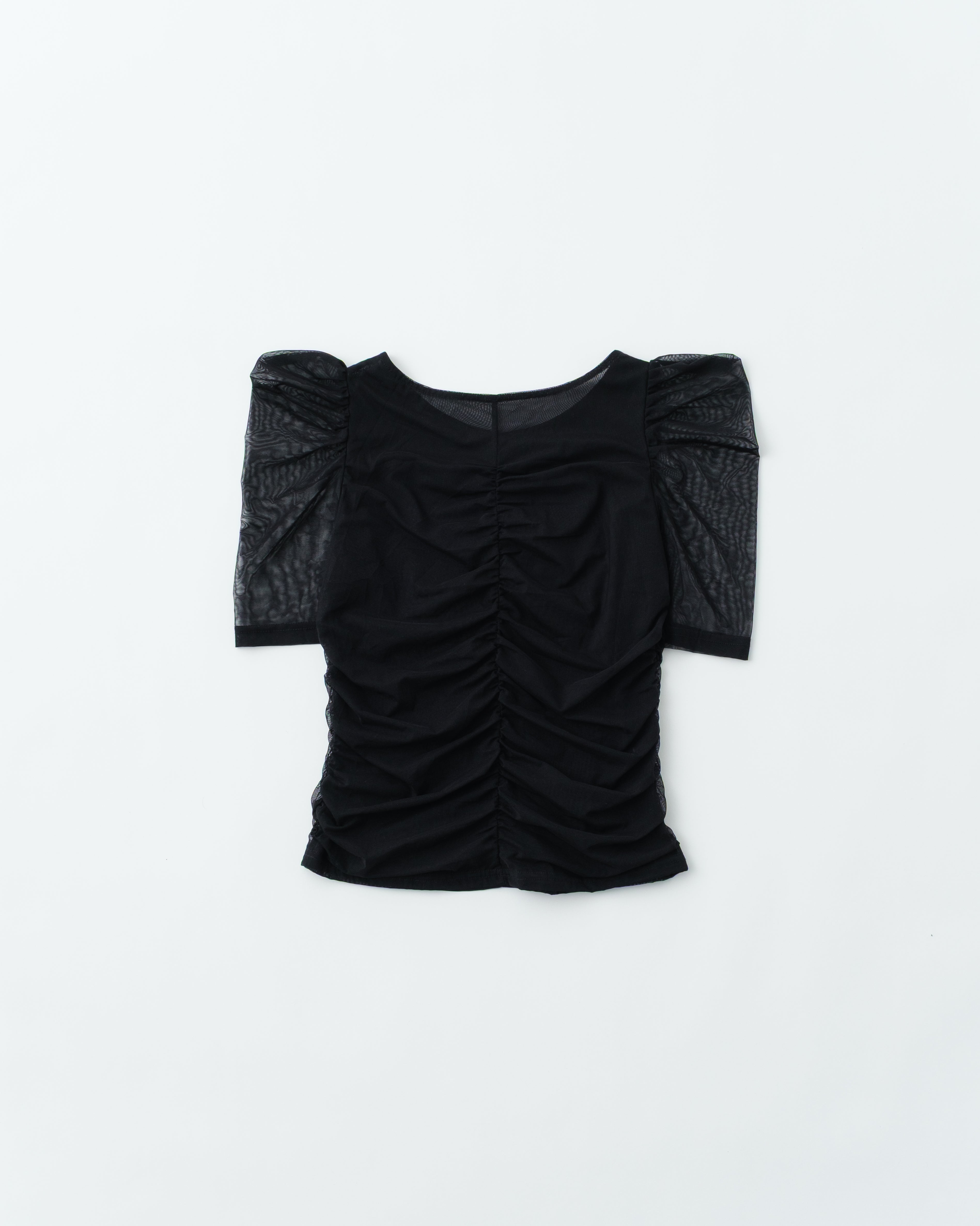 Peak shirring tulle top