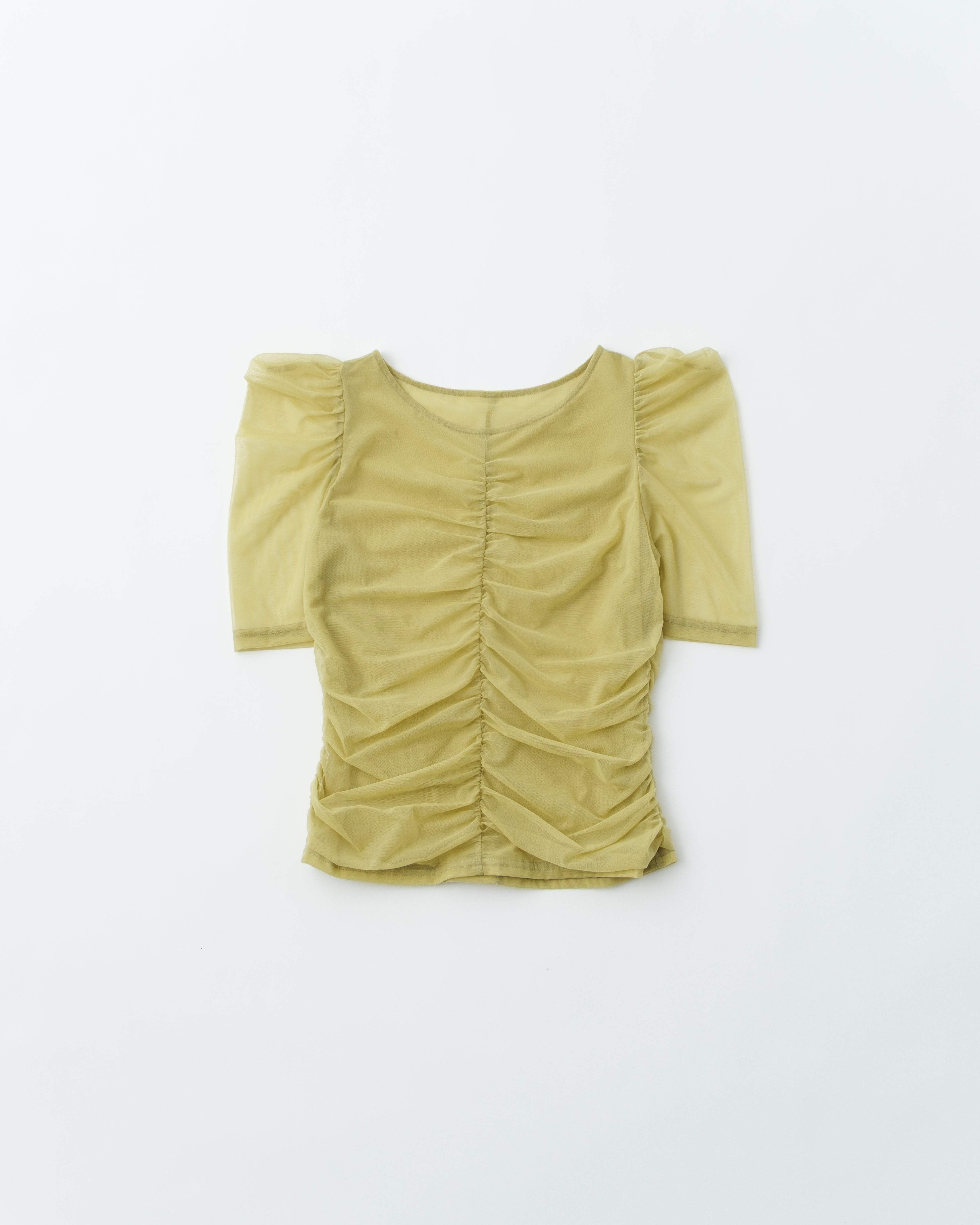Peak shirring tulle top