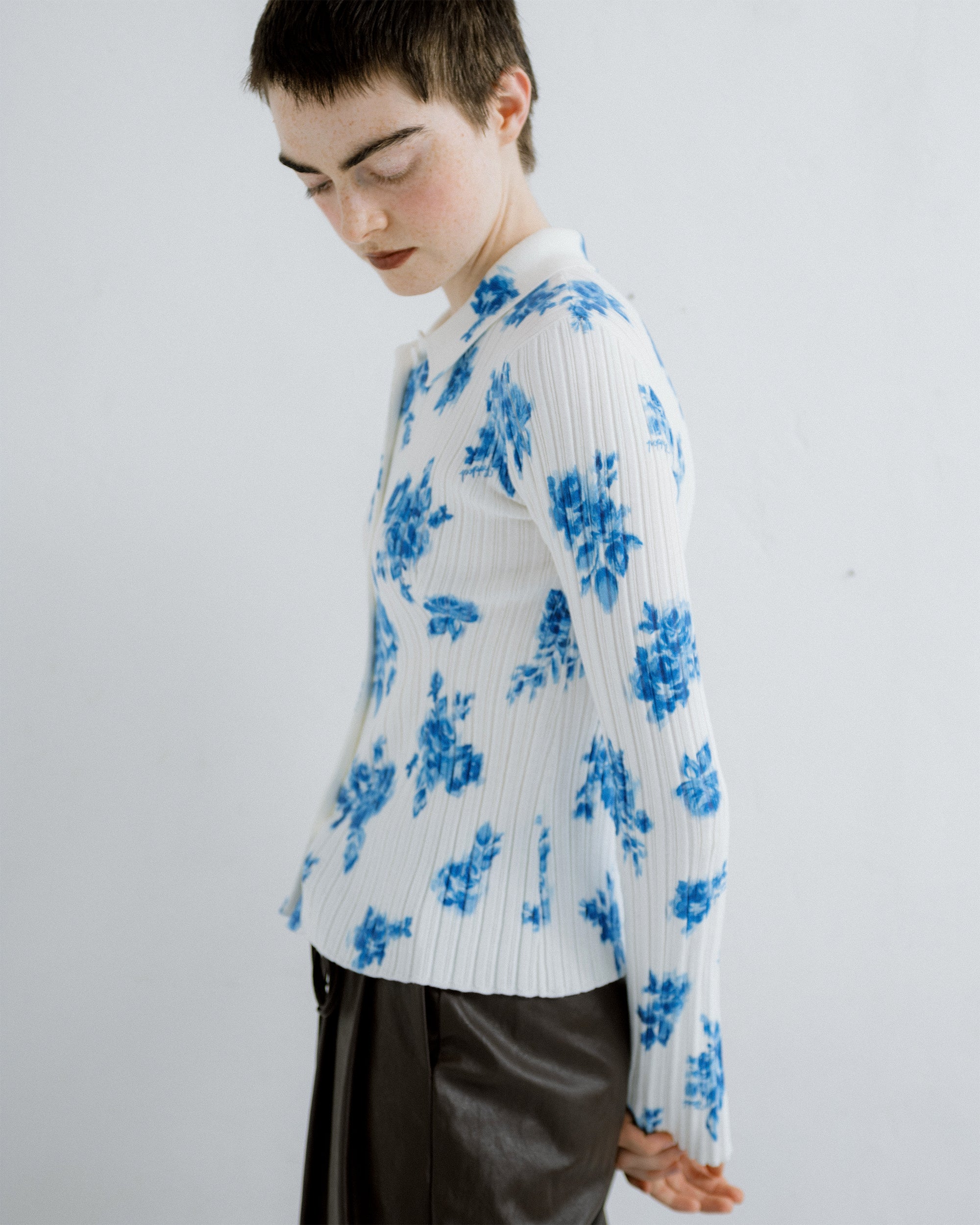 Pressed-floral rib top
