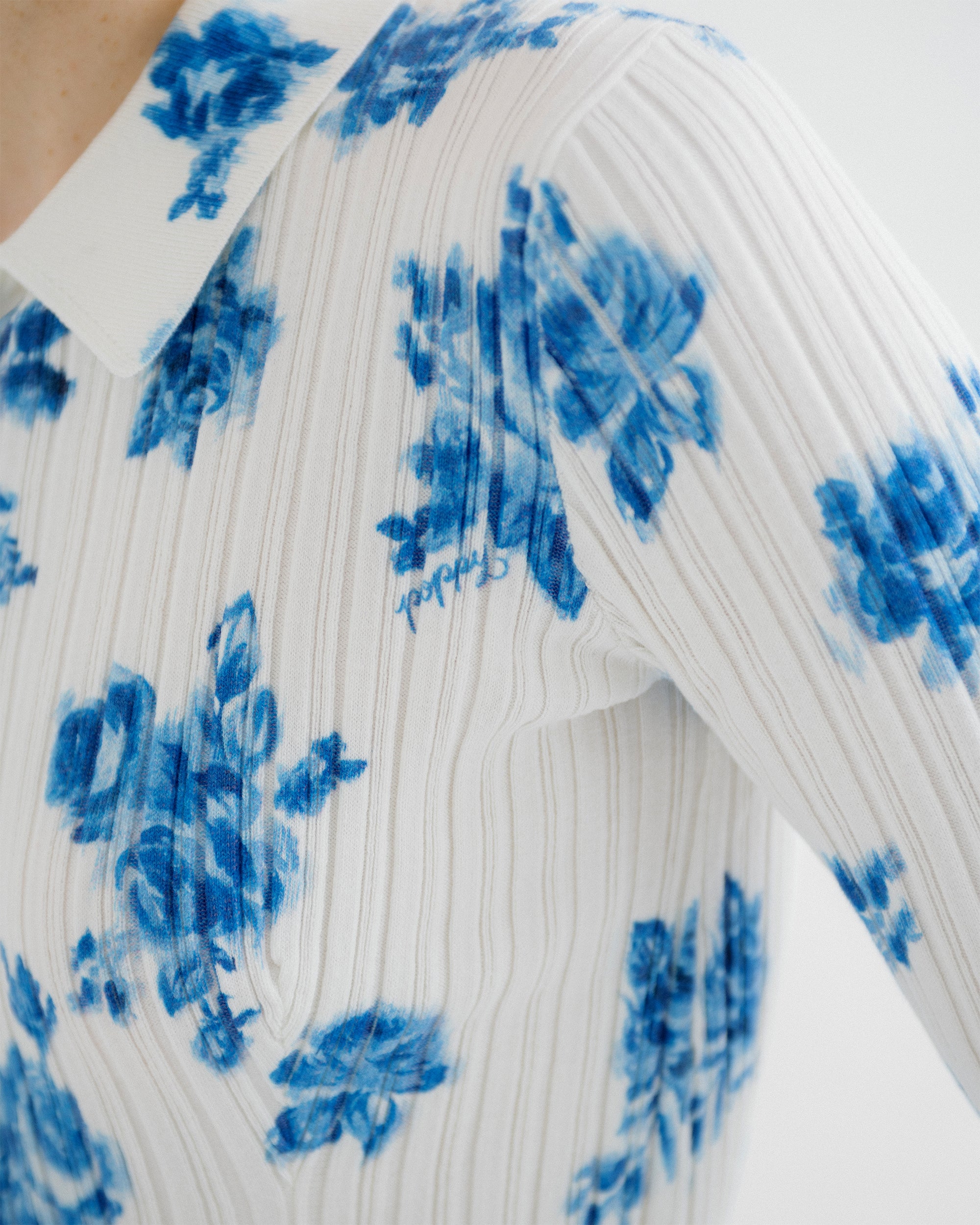Pressed-floral rib top