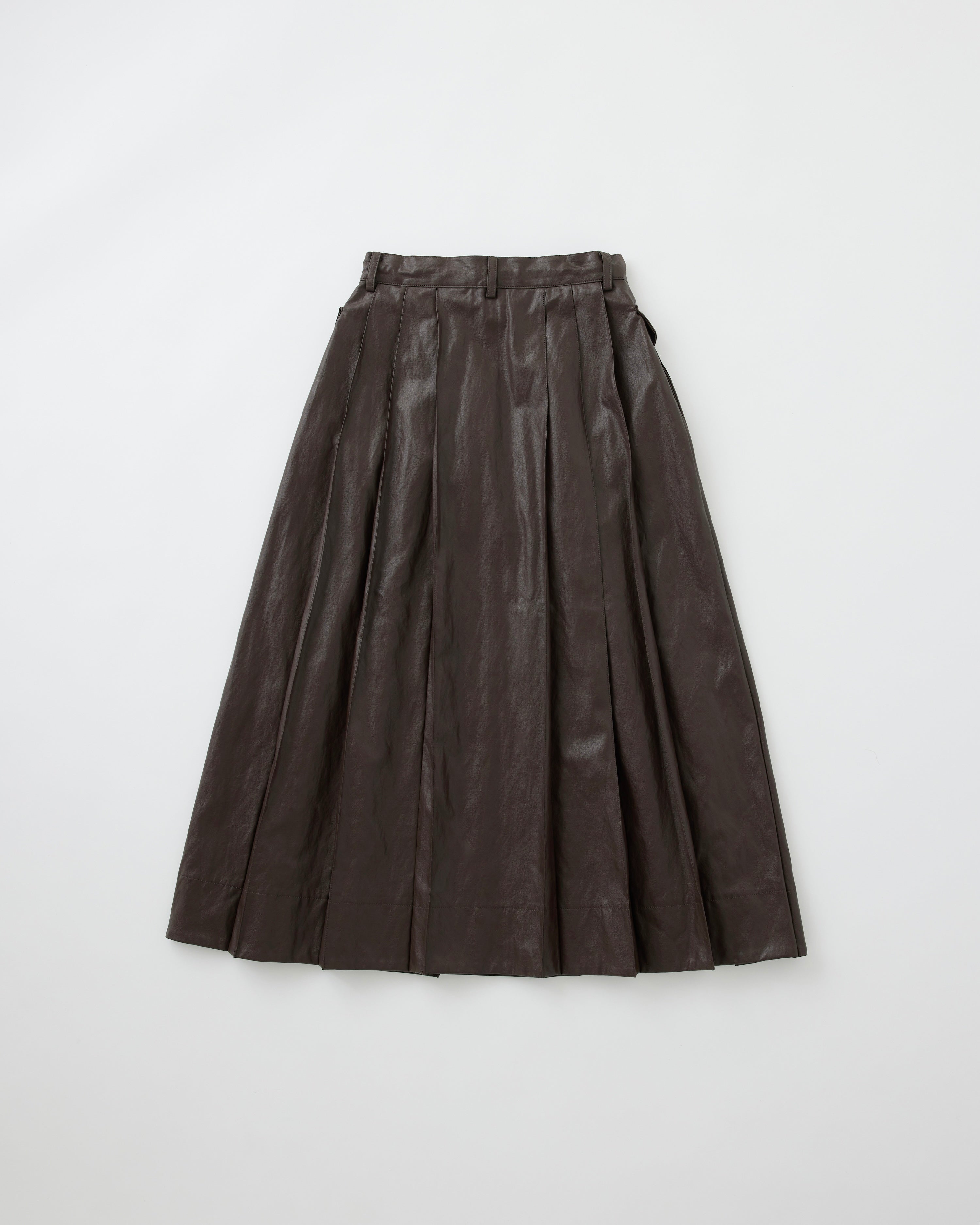 Leather-Like Pleated Skirt