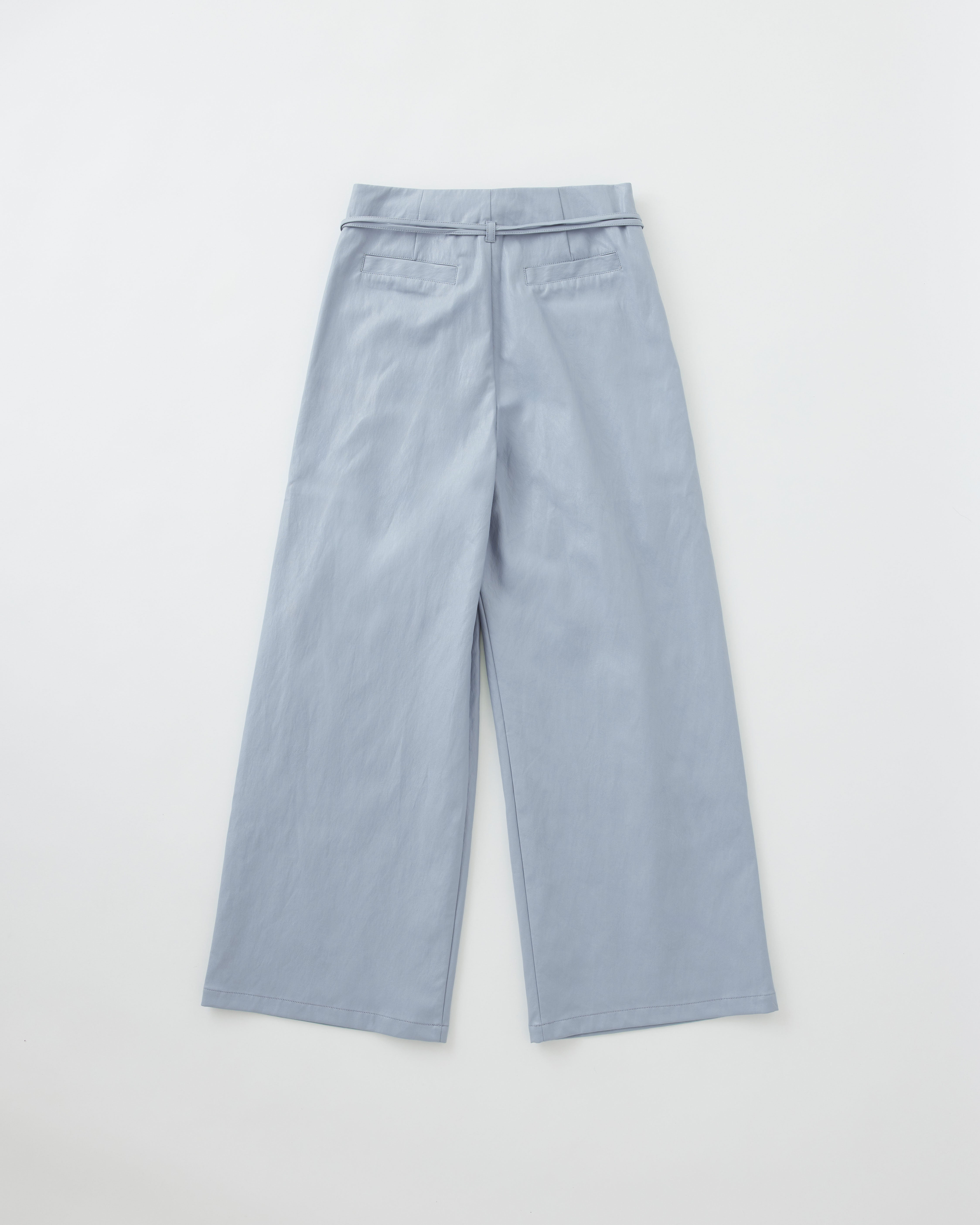 Leather-like bow belted pants
