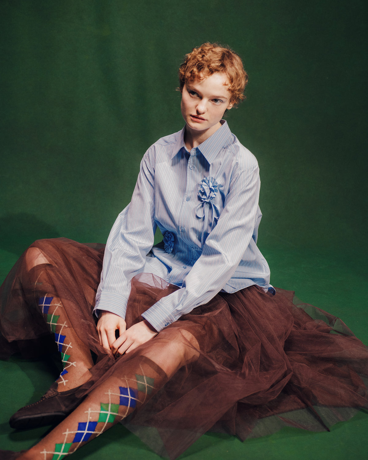 Fabric rose stripe shirt