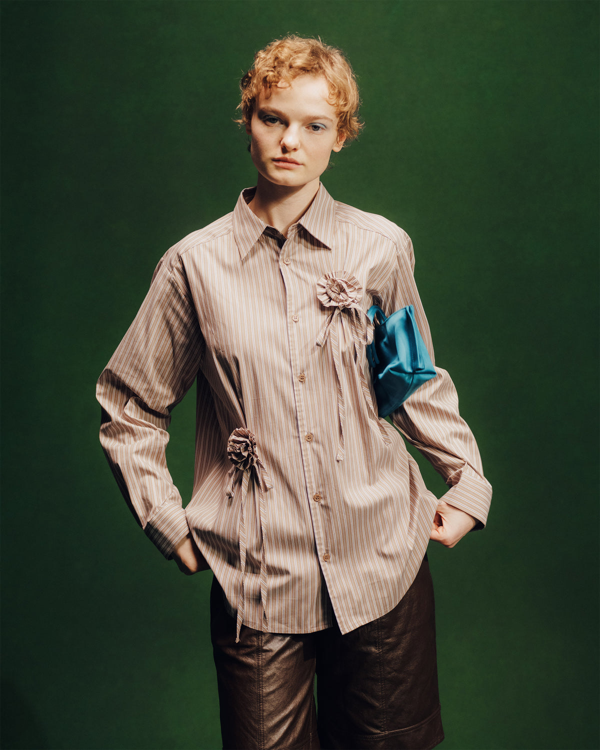 Fabric rose stripe shirt